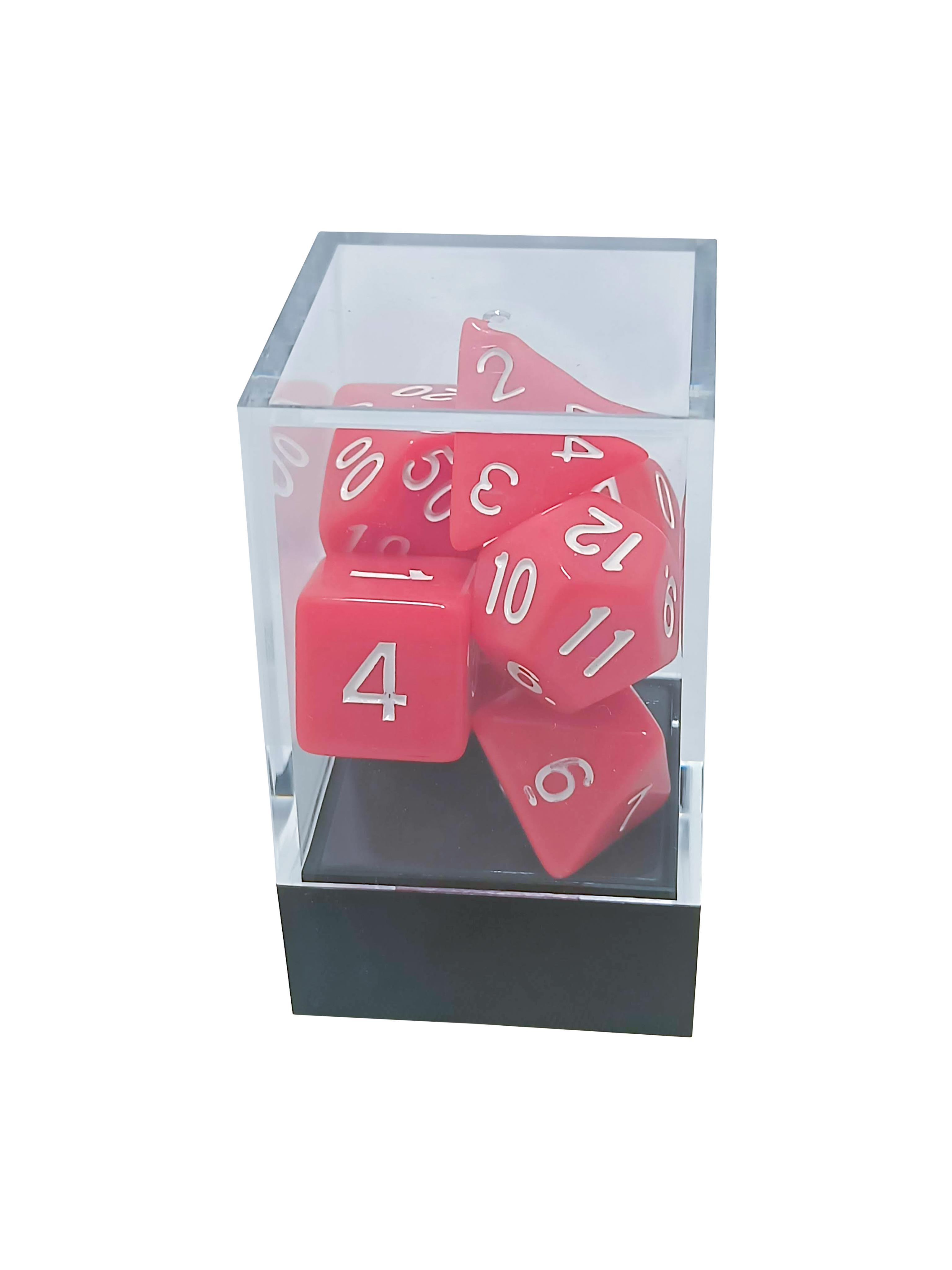 Red Opaque Polyhedral Dice Set with White Numbers - Gifts for Geeks Leicester