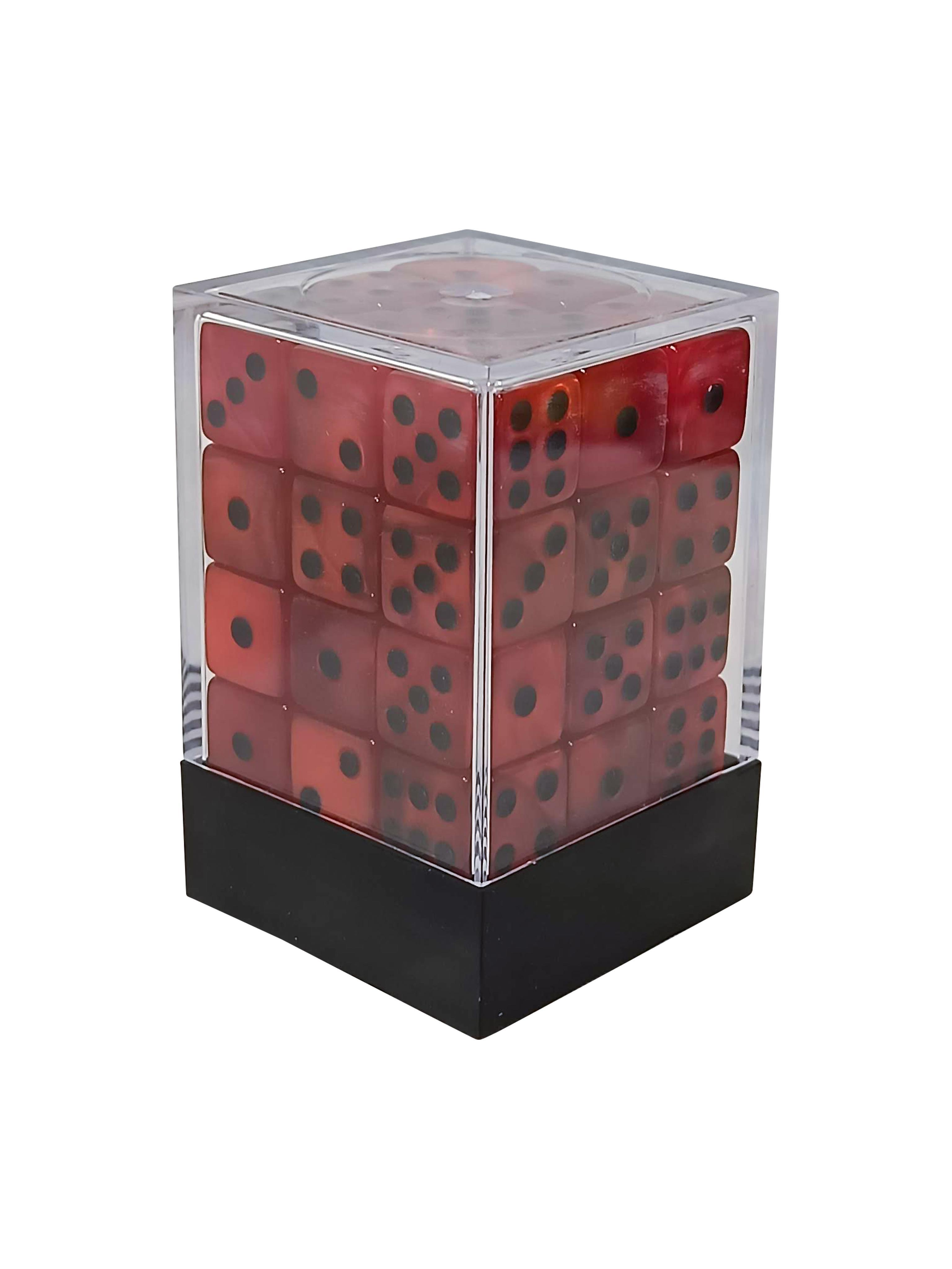 36 x 12MM d6 Dark Red Pearl DICE set with Black Dots thumbnail