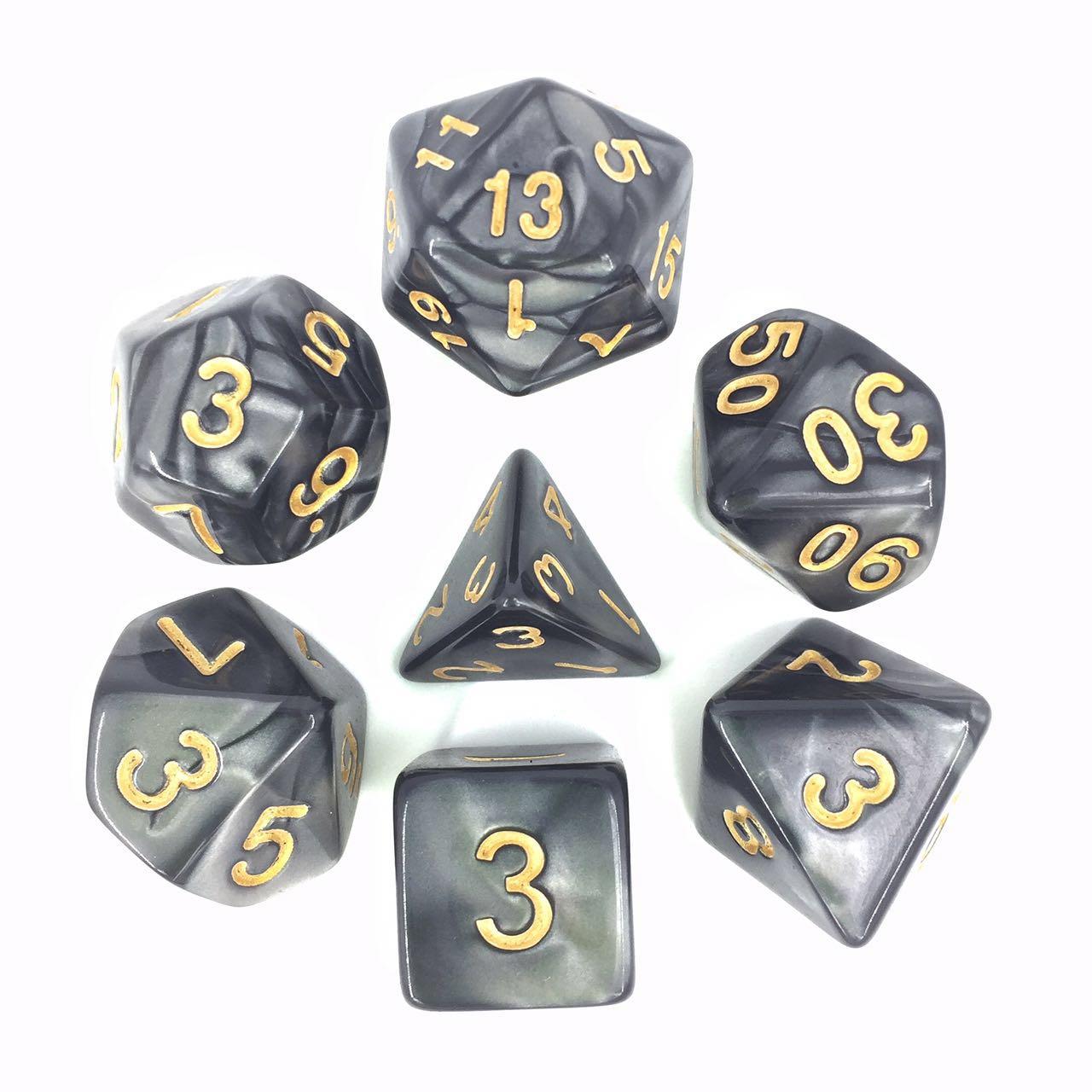 Black (Golden font) pearl dice - Gifts for Geeks Leicester
