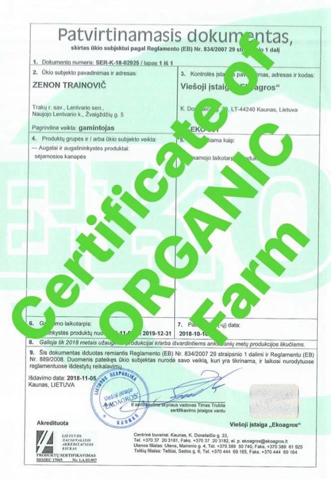 Organic Hemp Tea - now Certified