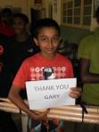 A “thank you” message for the new cricket equipment!