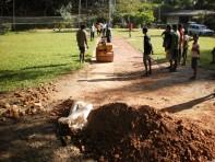 Preparing the new cricket pitch