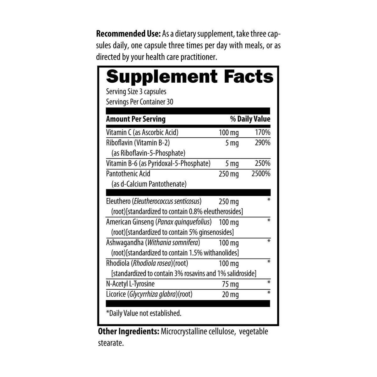designs for health adrentone 90 capsules supplement facts and ingredients