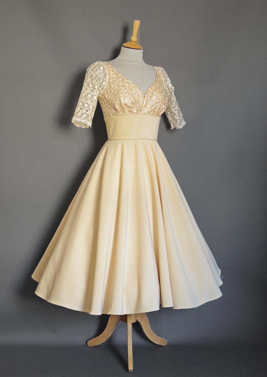 Ruby Wedding Dress in Blush Champagne Velvet & Blossom Lace Sweetheart ...