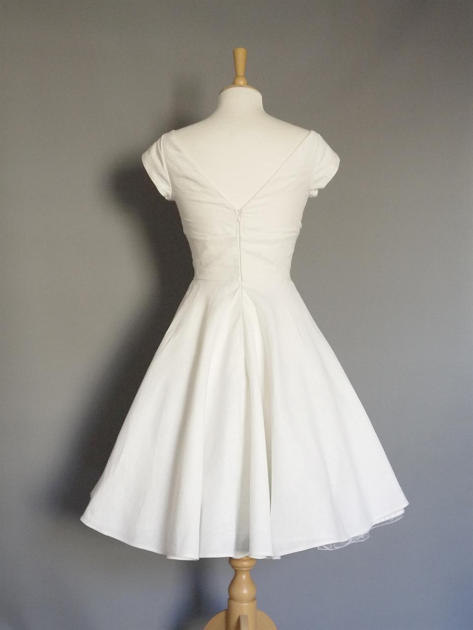 Prairie Wedding Dress in Ivory Linen with Cap Sleeves & Full Circle Skirt