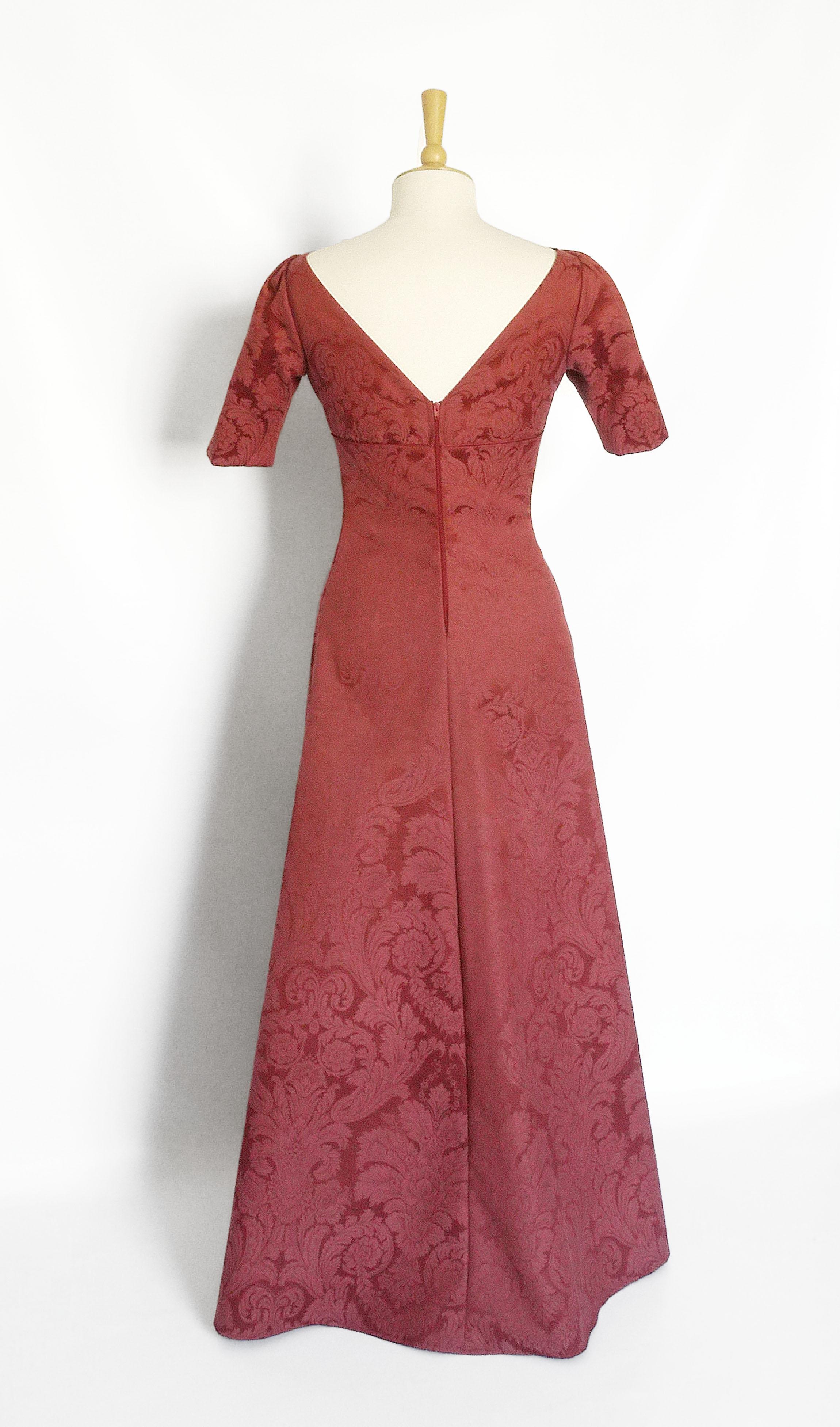 Size UK 10 - Burgundy Damask Tiffany Evening Gown