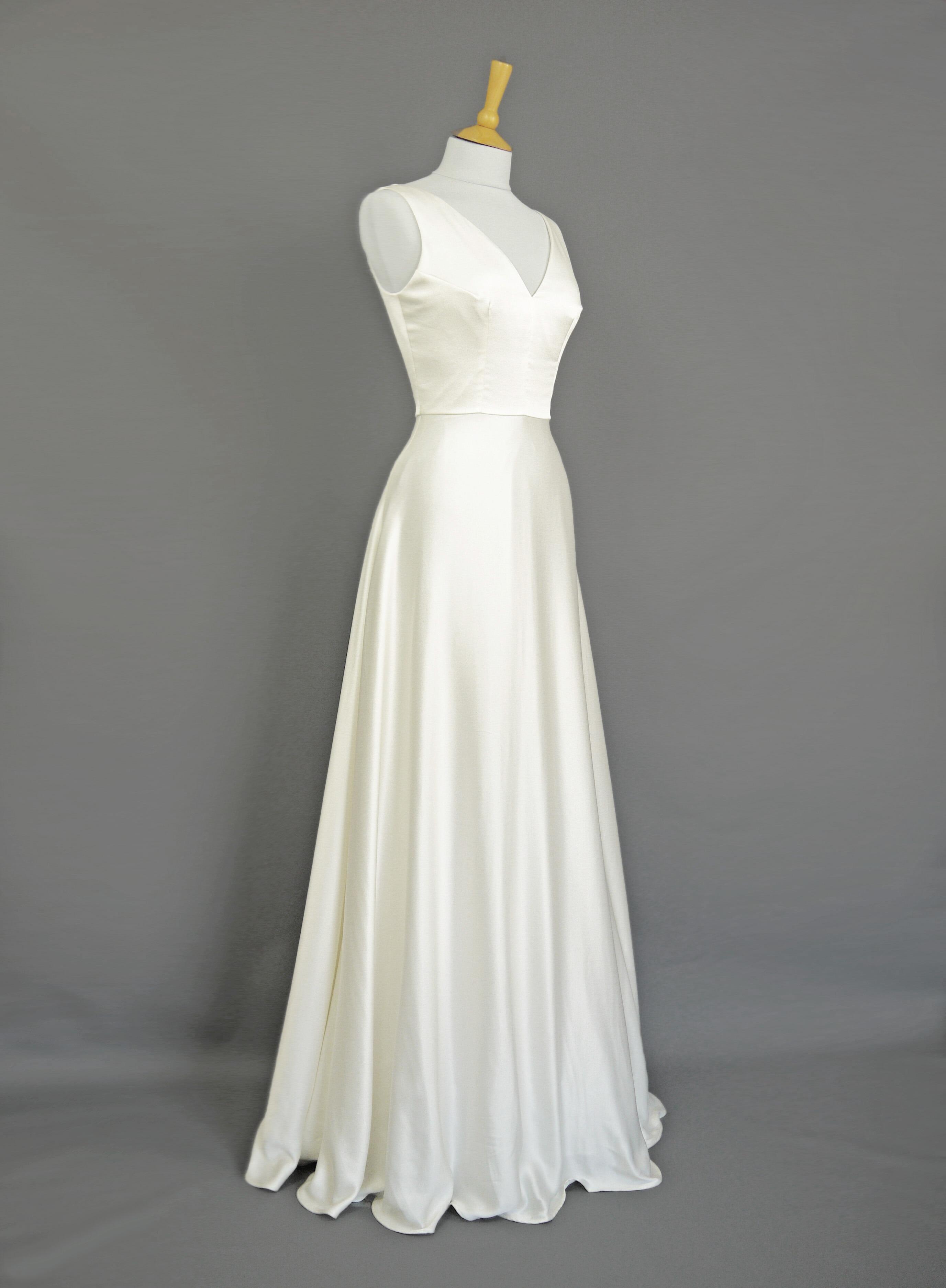 Coco 1920s Wedding Gown in Vintage Ivory Satin Crepe