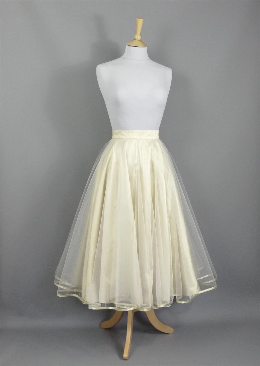 Carmen Bridal Skirt in Champagne Silk and Ivory Tulle