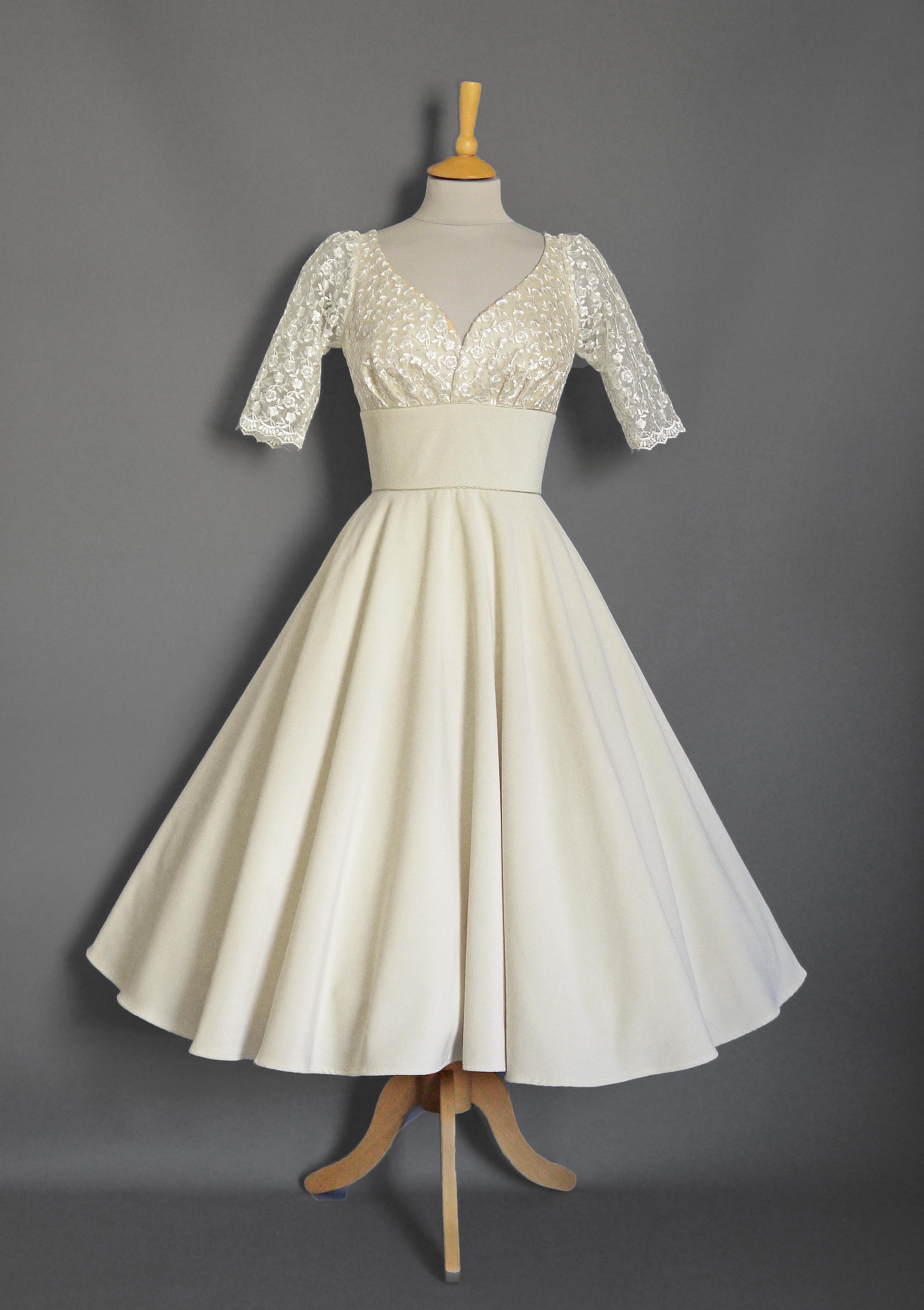 Ruby Wedding Dress in Ivory Velvet & Blossom Lace Sweetheart Neckline ...