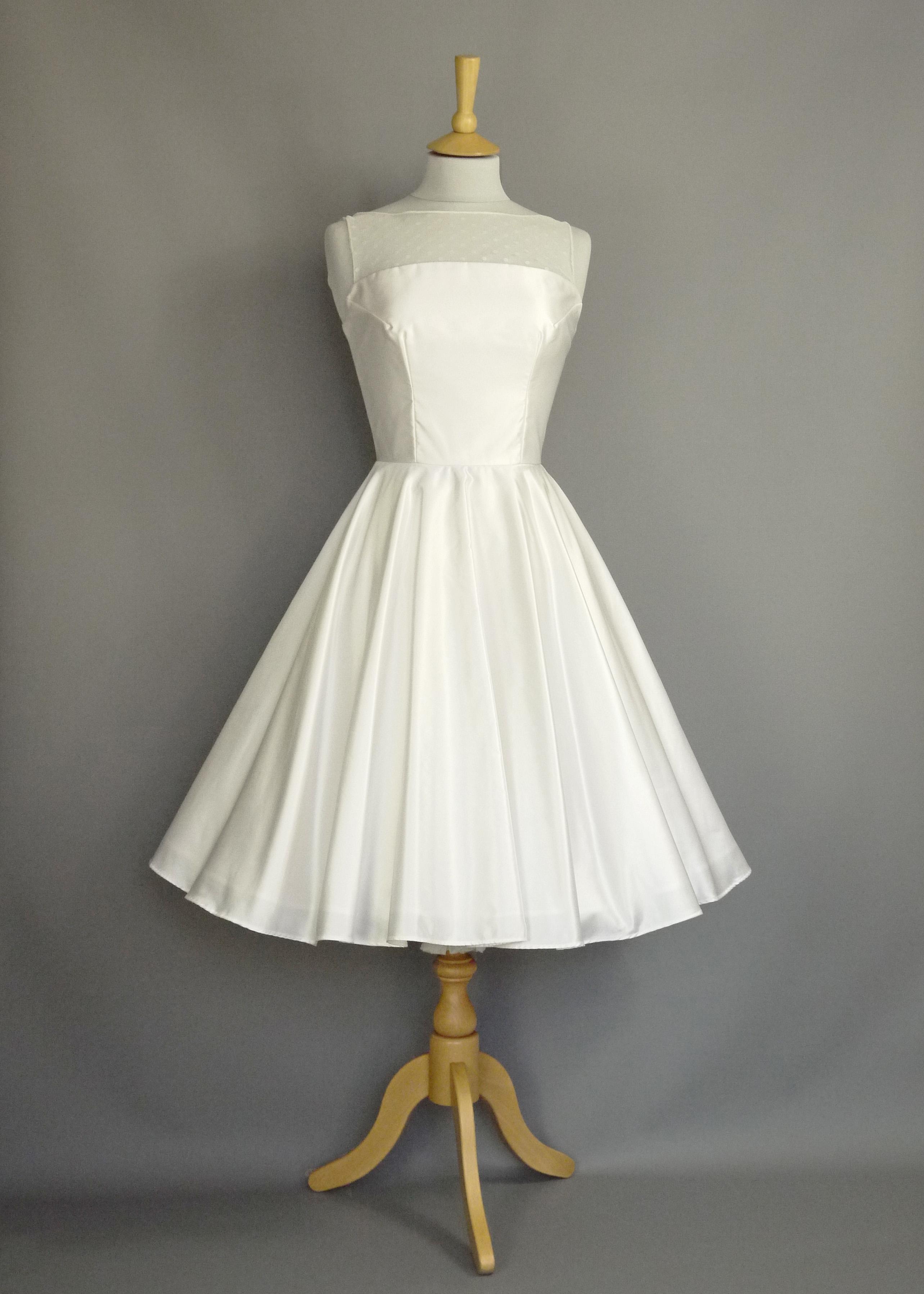 Size UK 10 - Bandeau Grace Illusion Wedding Dress in White Satin and ...