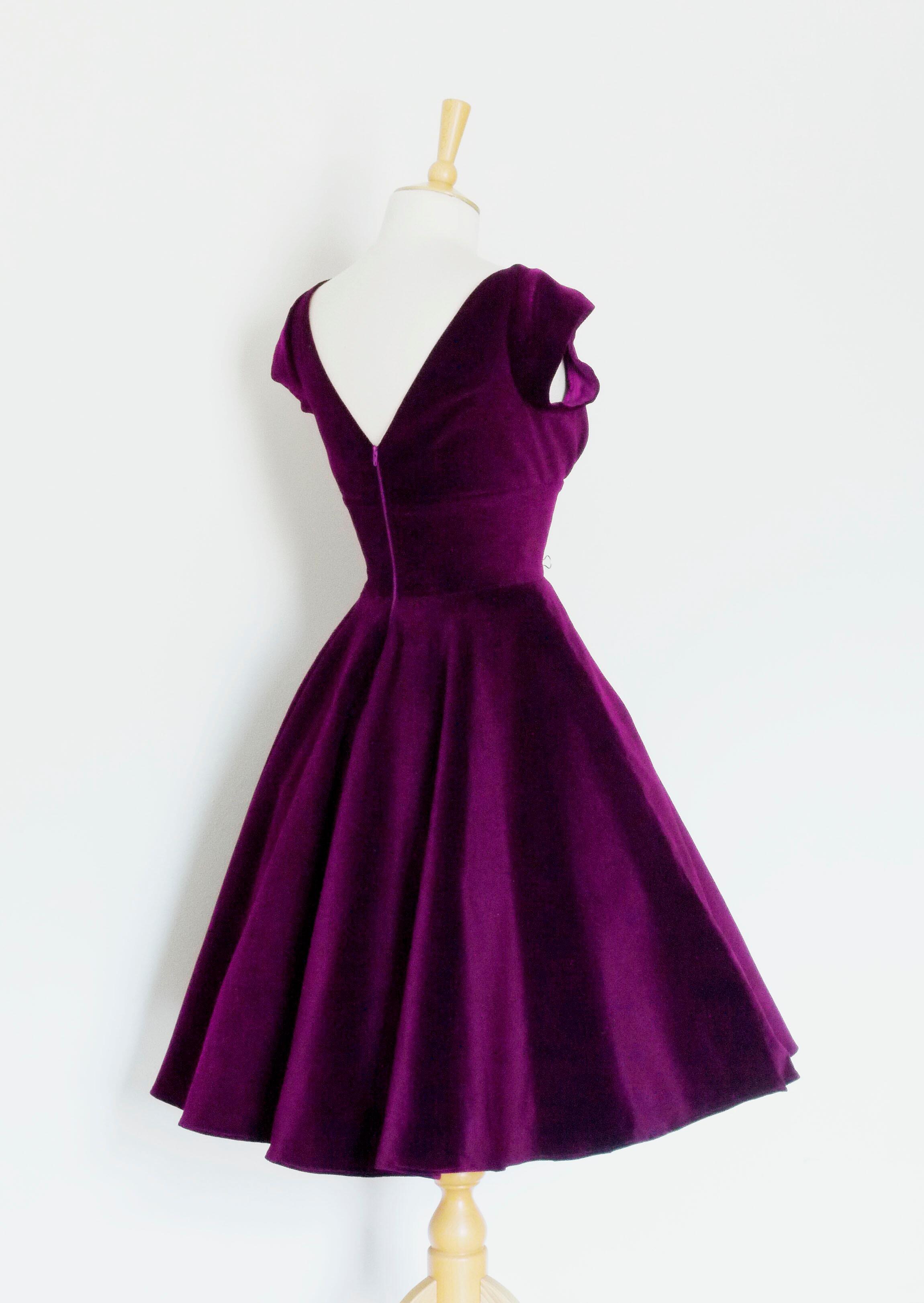 Royal Purple Velvet Tiffany Evening Dress