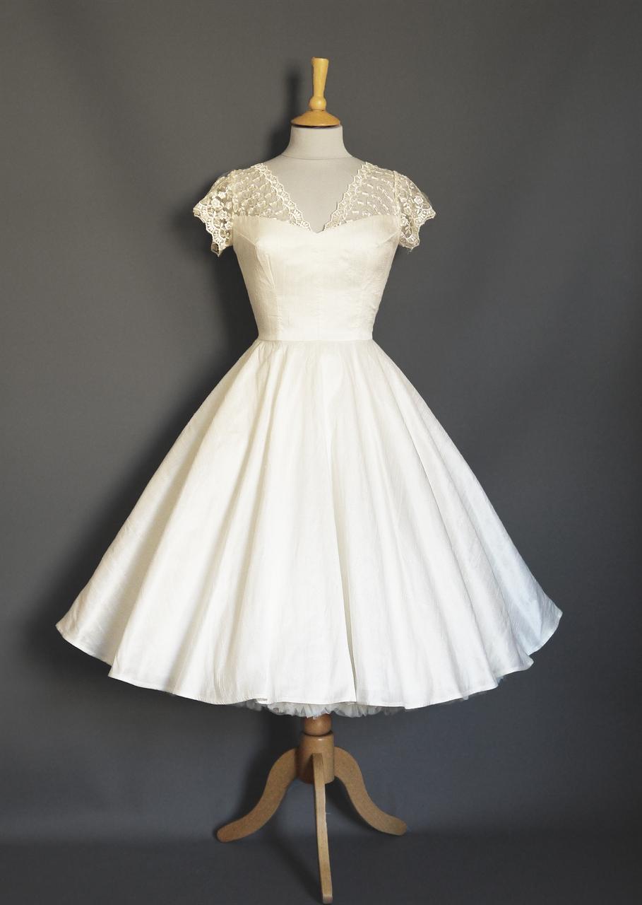 Size UK 10 - Ivory Silk Dupion & Blossom Lace Princess Bodice Wedding Dress