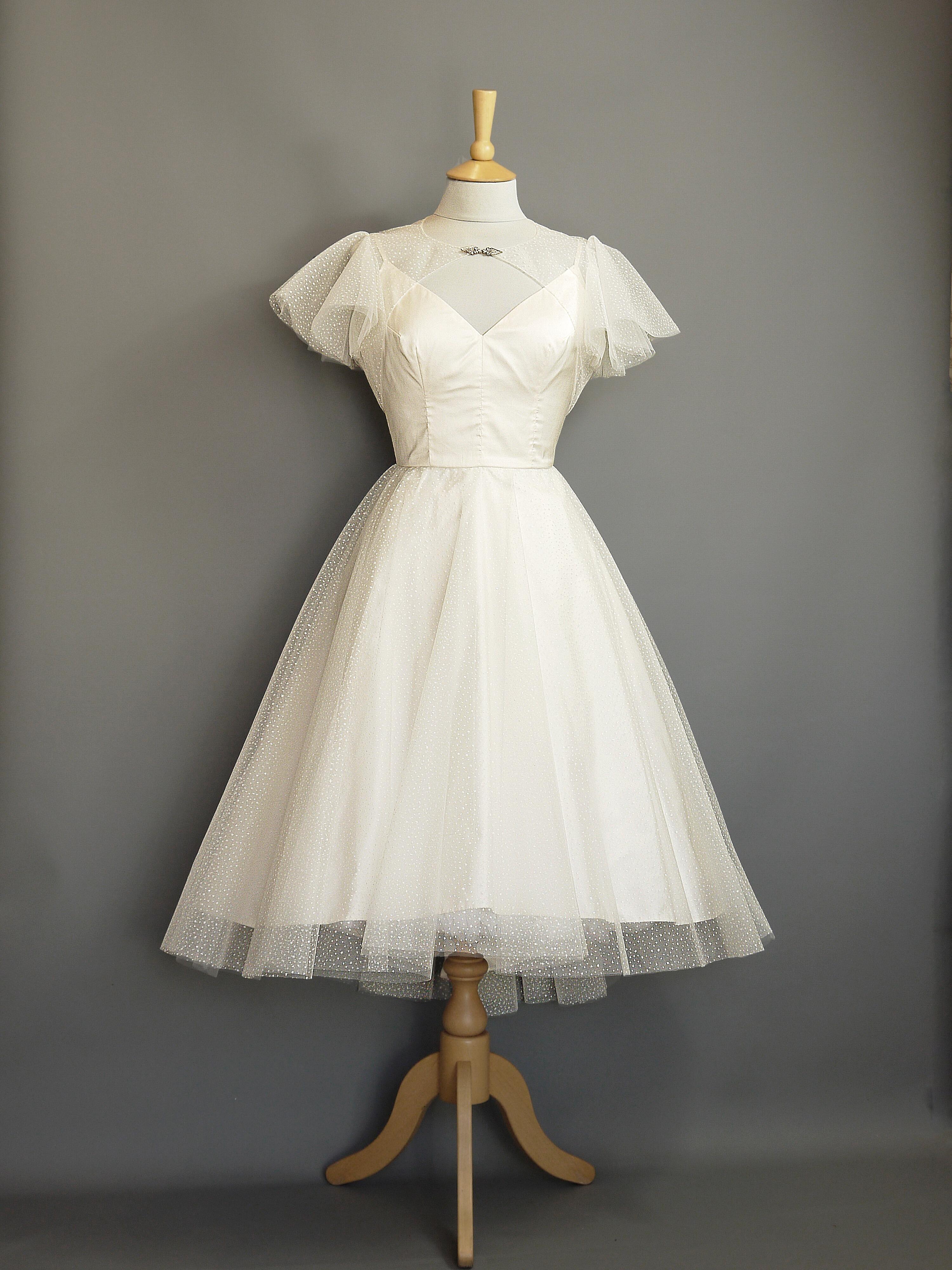 Darcy Wedding Dress in Ivory Silk Dupion and Shimmer Tulle