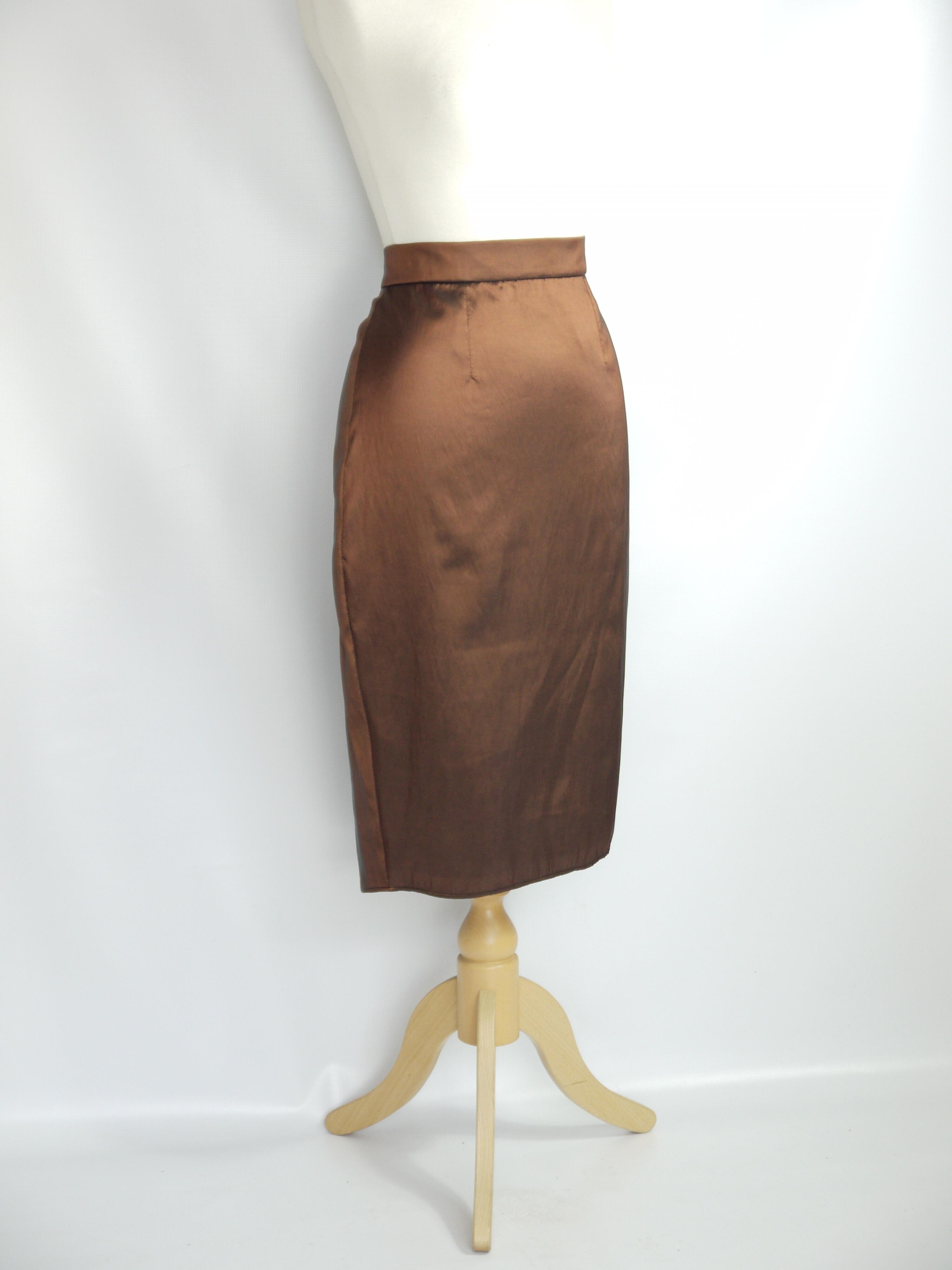 Size UK 12 Copper Taffeta Pencil Skirt