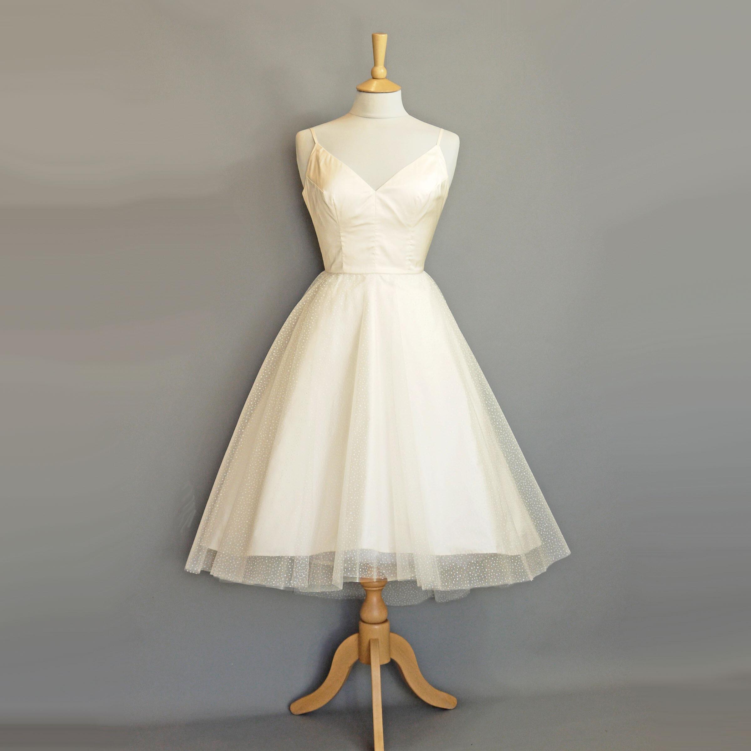 Darcy Wedding Dress in Ivory Silk Dupion and Shimmer Tulle