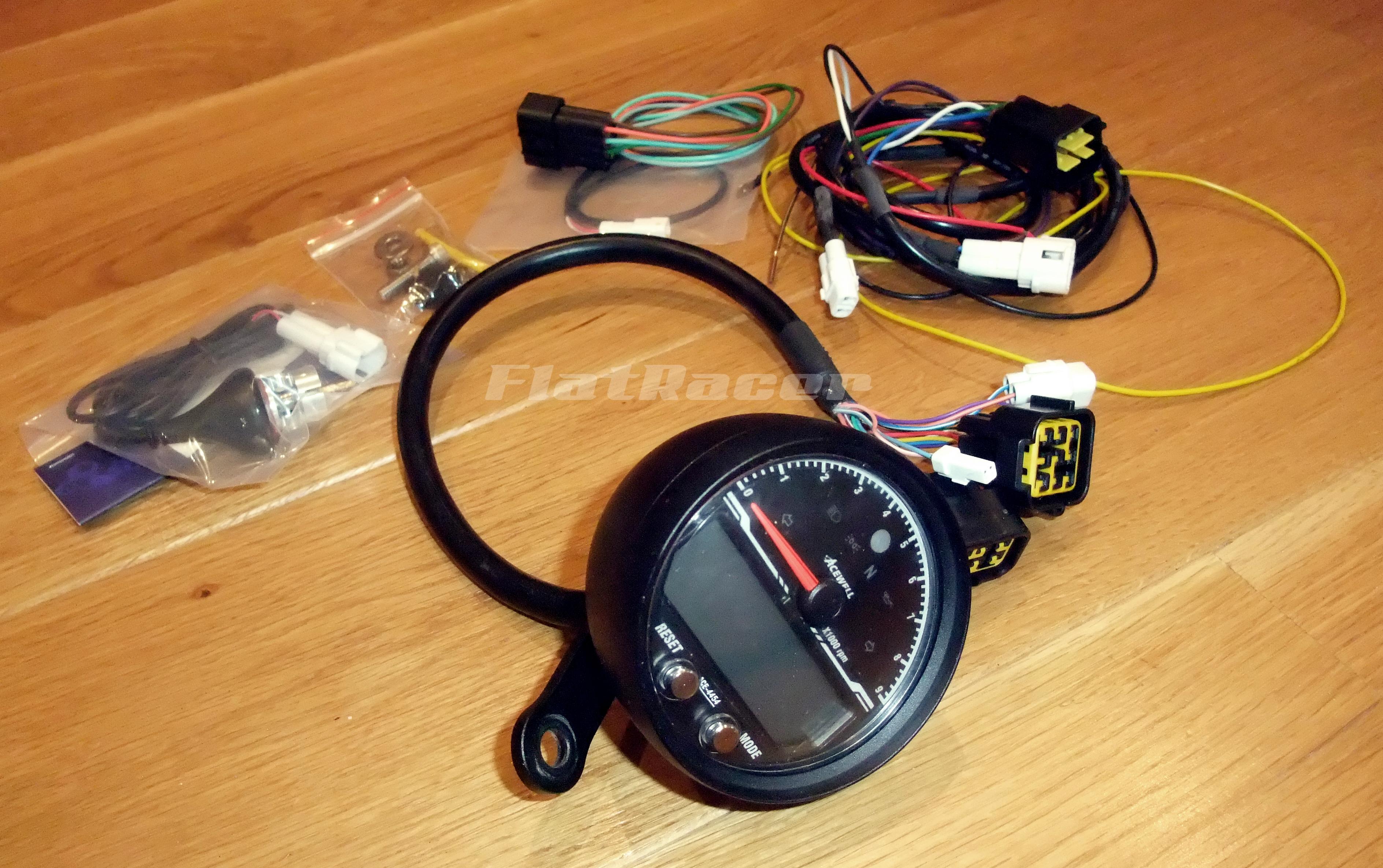Pulido Shuraba mejilla Acewell 85mm billet alloy electronic speedometer / tachometer - BLACK