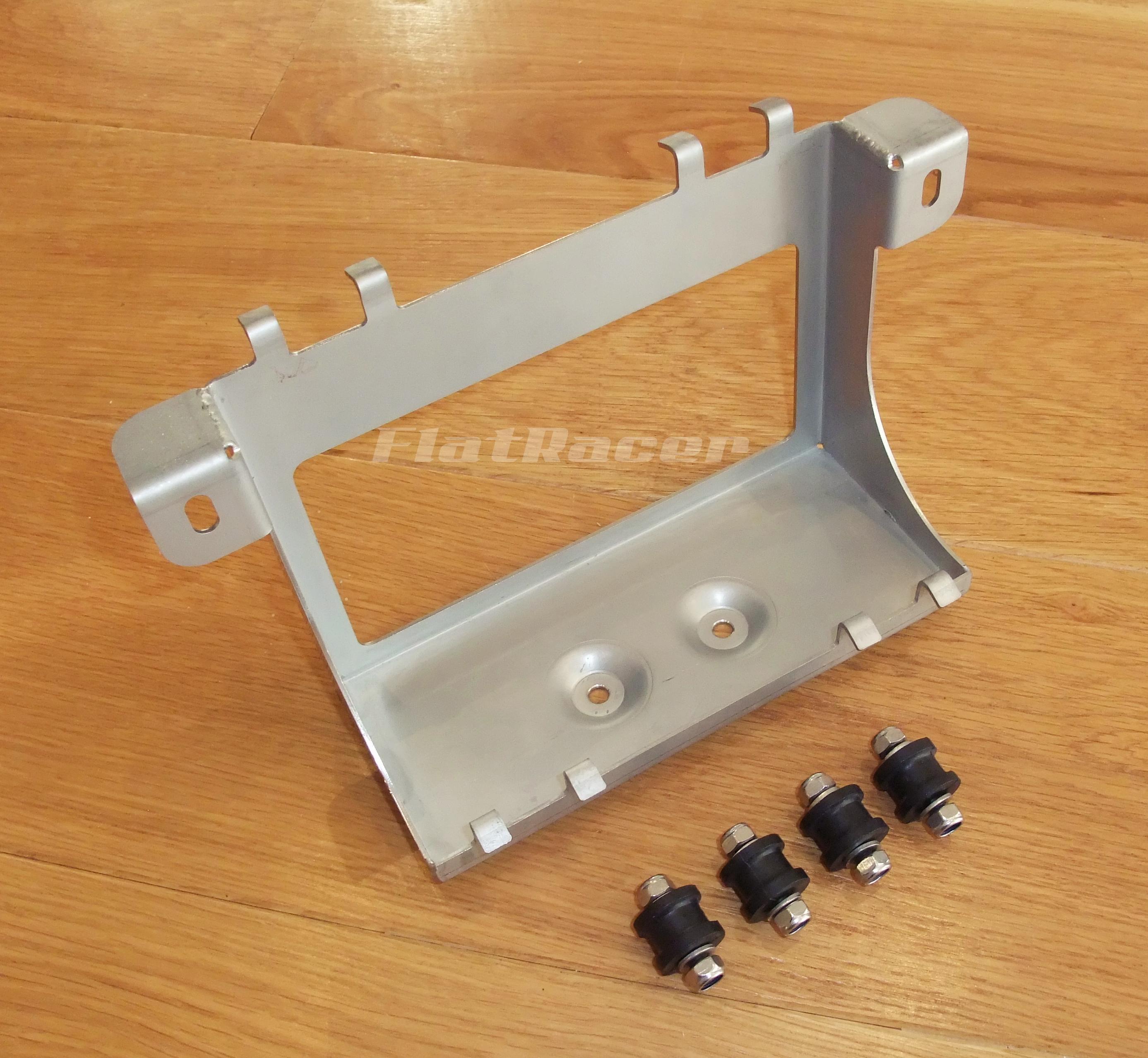 FlatRacer BMW Monolever (post 1985) stainless steel battery tray - with 4 x M6 rubber mounting rubber bobbins