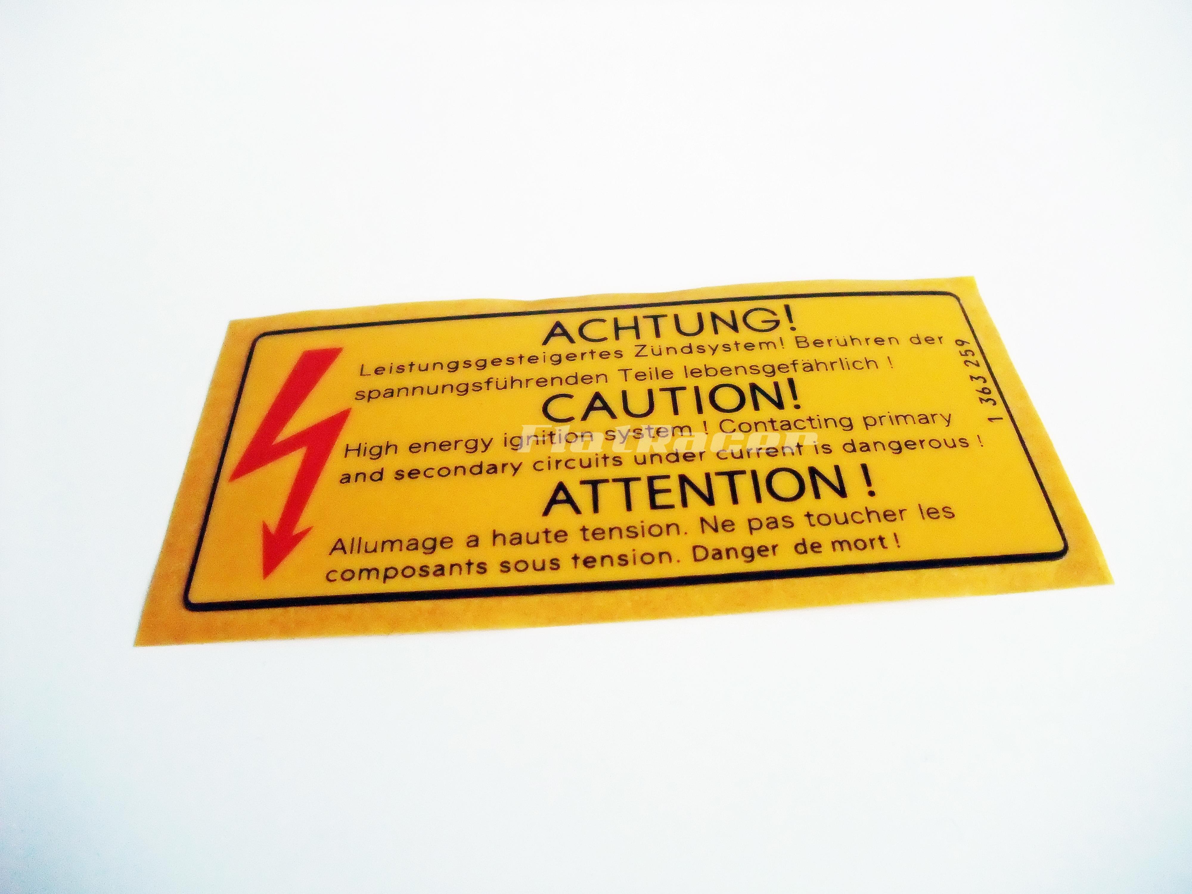 BMW Caution! High energy ignition system sticker - 1 363 259