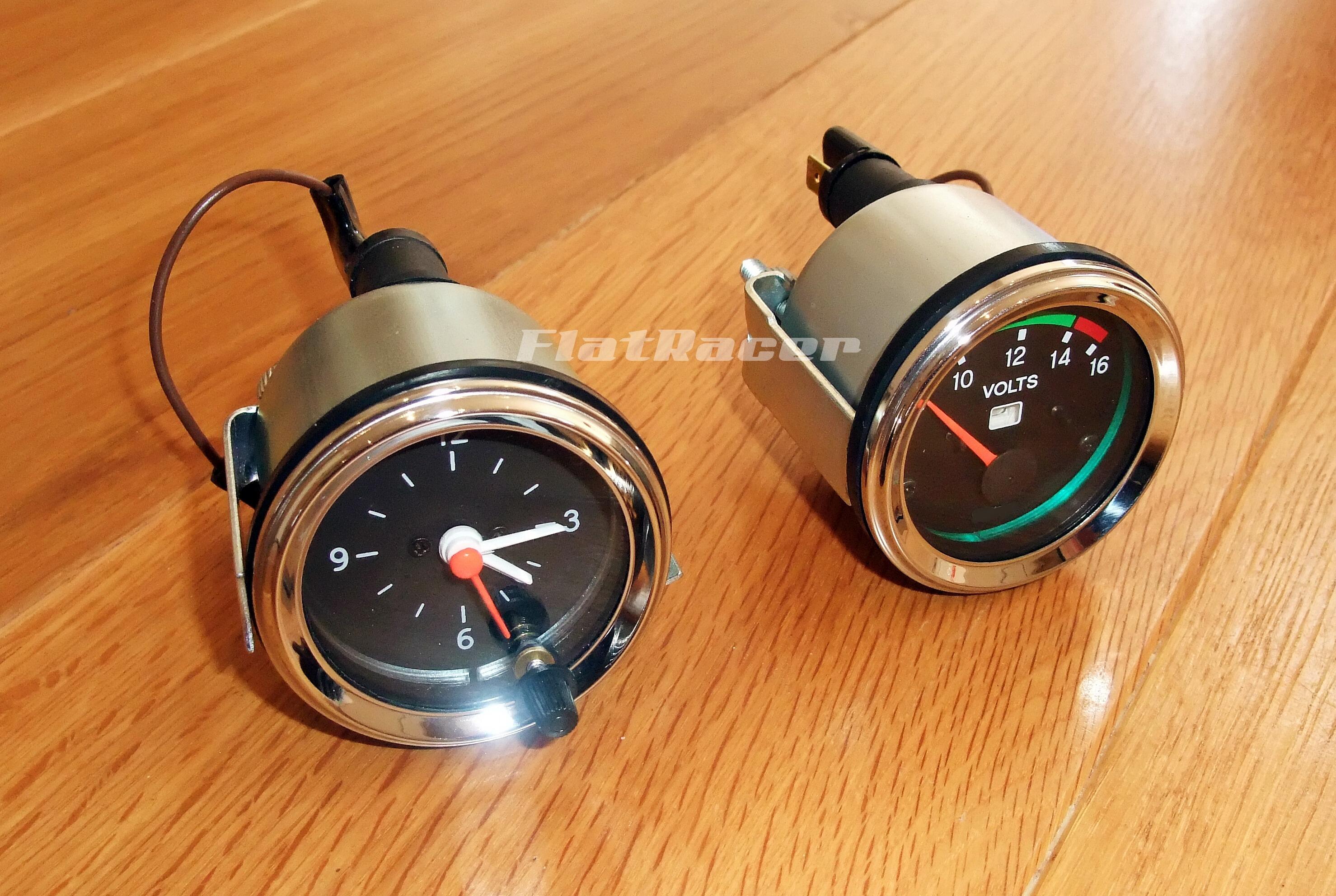 FlatRacer BMW R90S, R100 RS / RT & S/CS clock & voltmeter alternative set - CHROME bezel