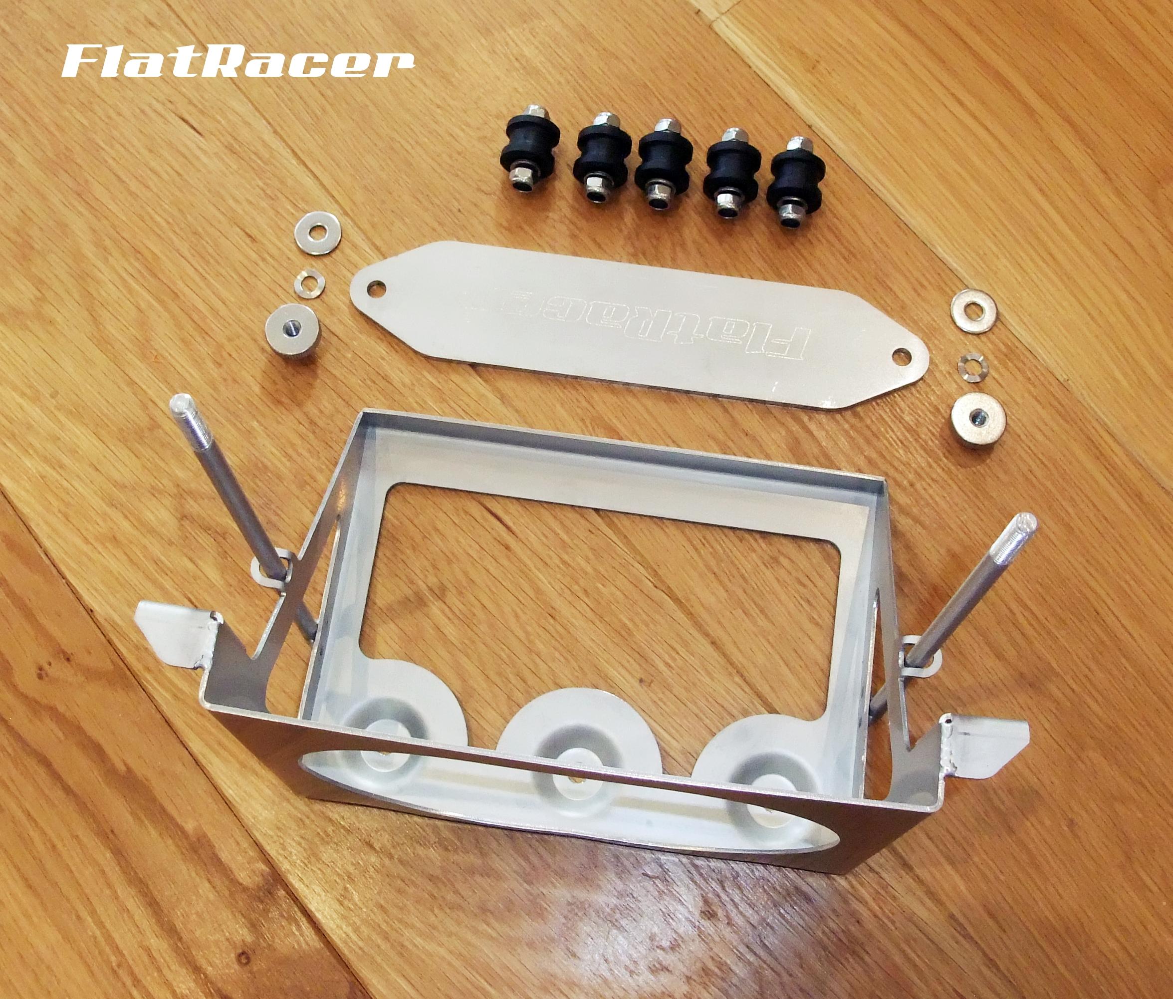FlatRacer BMW /6 & /7 Series (73-84) standard stainless steel battery tray - with 5 x M6 rubber bobbins