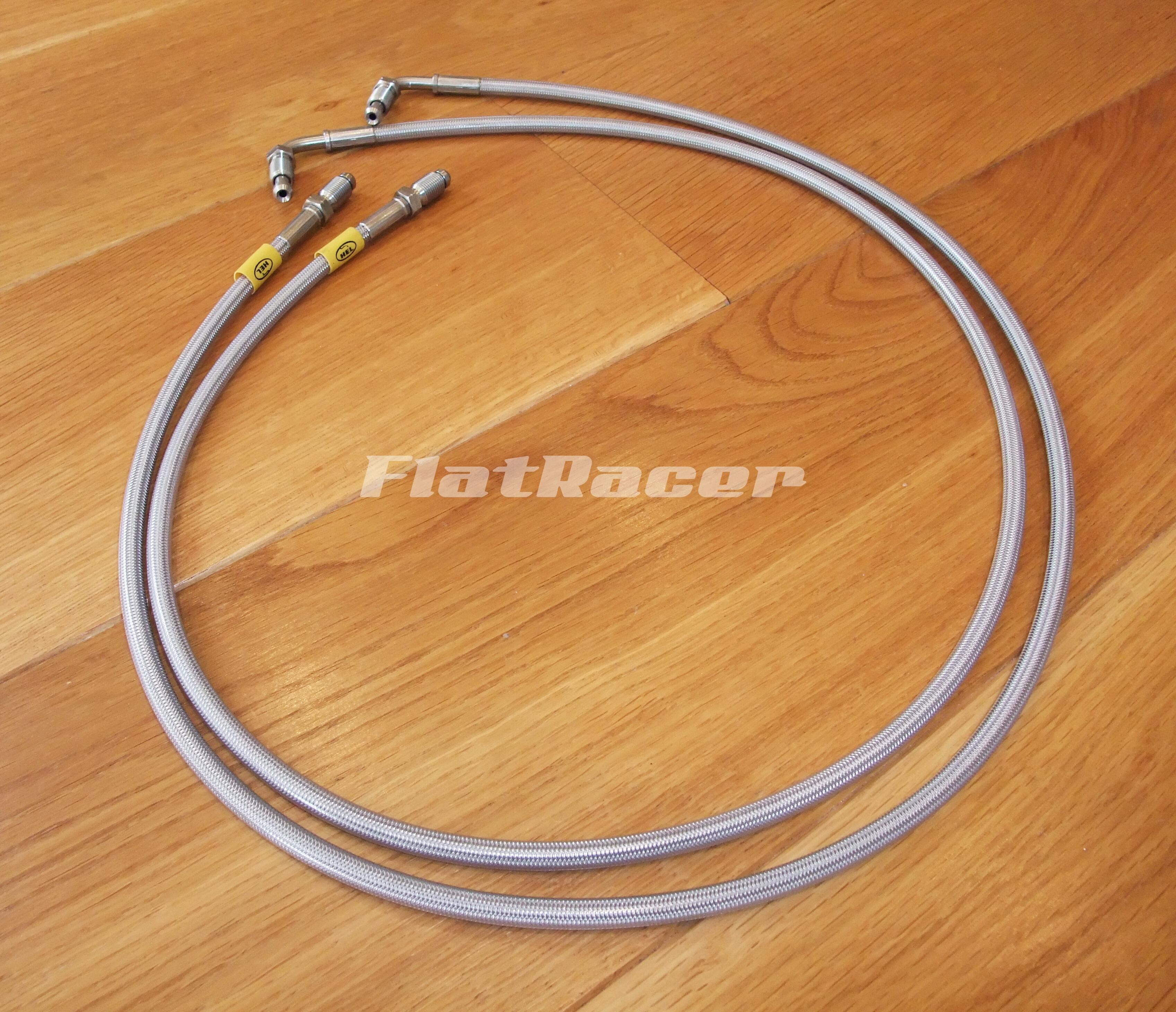 BMW Airhead Boxer /6 & early /7  s/s braided brake hose - FRONT - 2 line (LONG)