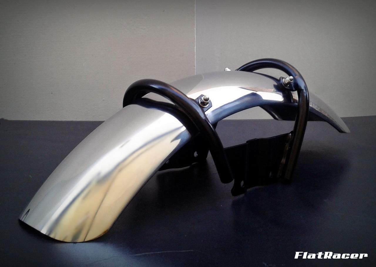 FlatRacer BMW /6 & early /7 Series (74-80) fork brace kit w/ short 5" stainless steel front mudguard