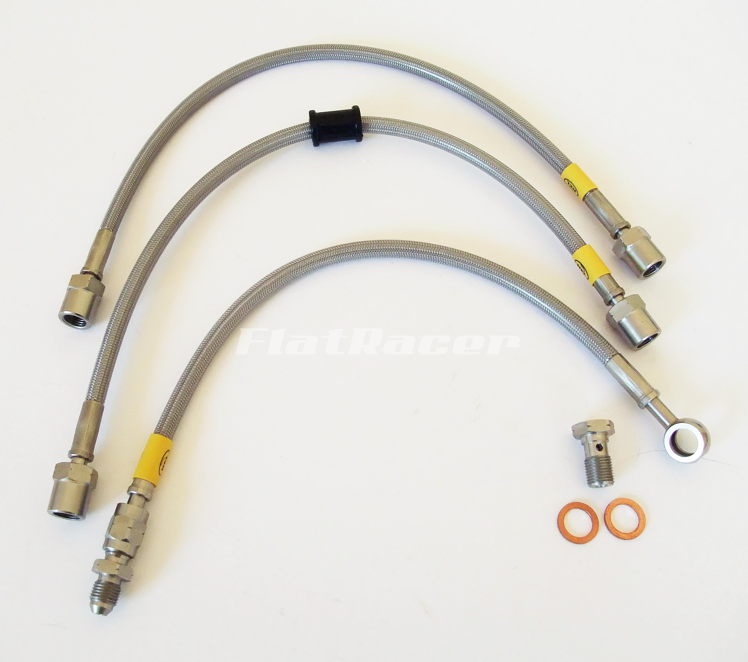 BMW R100 RS Monolever (87 on) s/s braided brake hose - FRONT - 3 lines