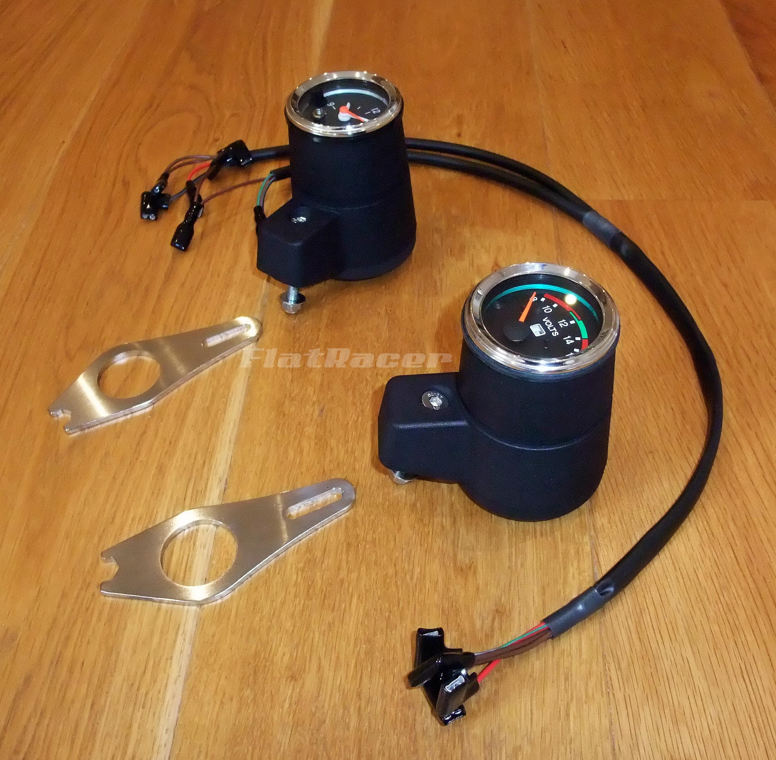 FlatRacer BMW Alternative Clock + Voltmeter (Chrome) Pod Kit - Replaces BMW 62131243642 + 62131357868 + 61121357697 + 61121357703 + 31421240651