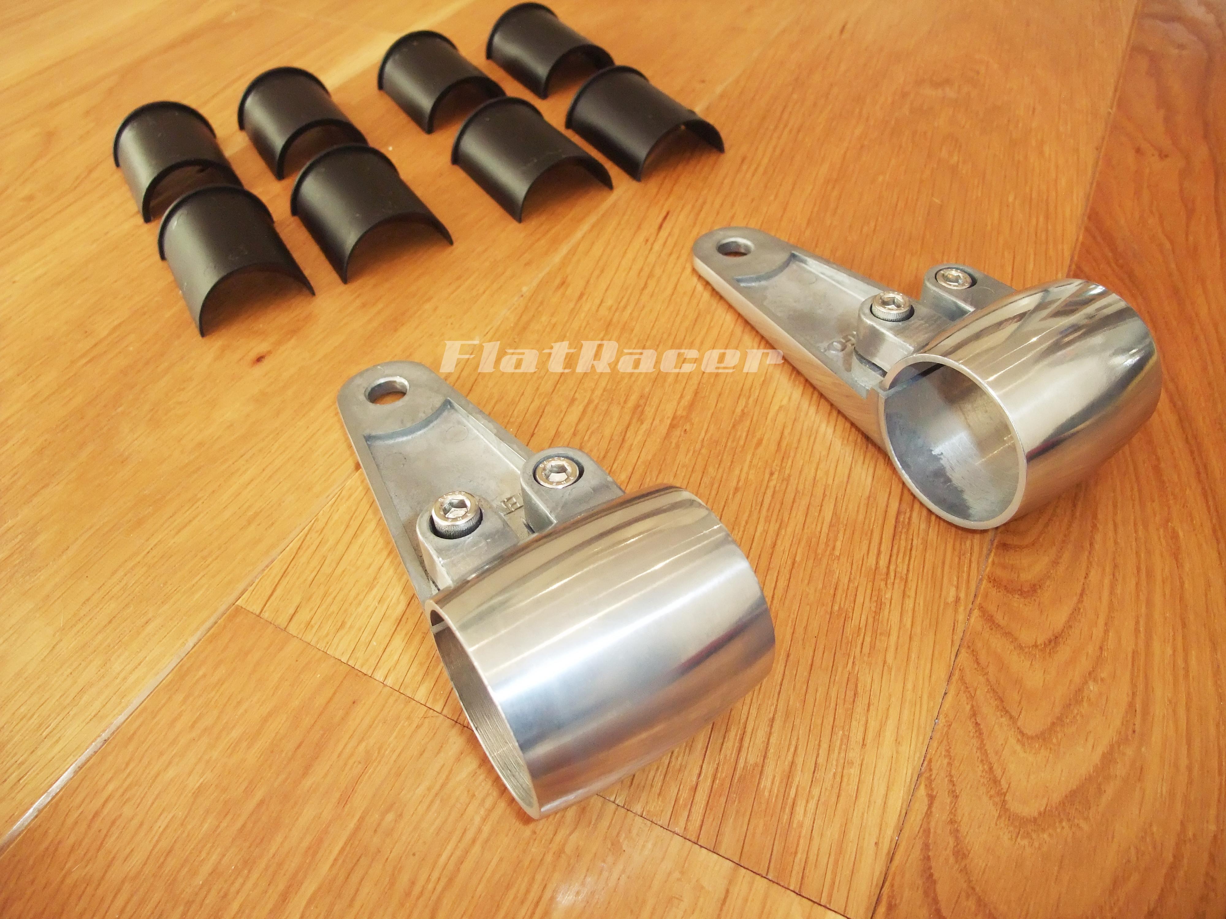 thumbnail image 2 of Wassell Polished Alloy Headlamp Brackets For Bobber Custom Classic Triton Motorcycles 2 of 3