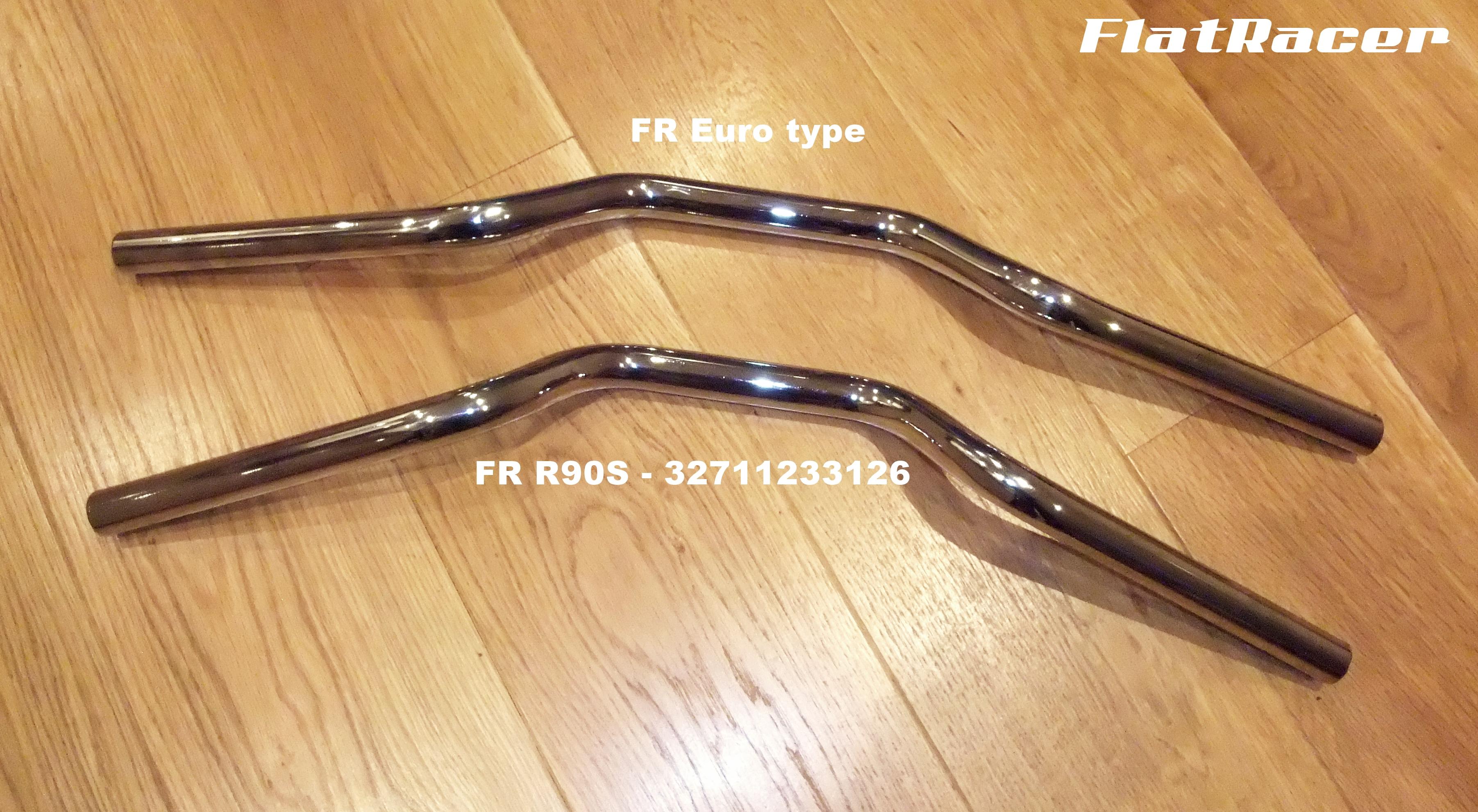 FlatRacer BMW Euro type chrome 22.0mm medium rise handlebar - comparison with R90S handlebar