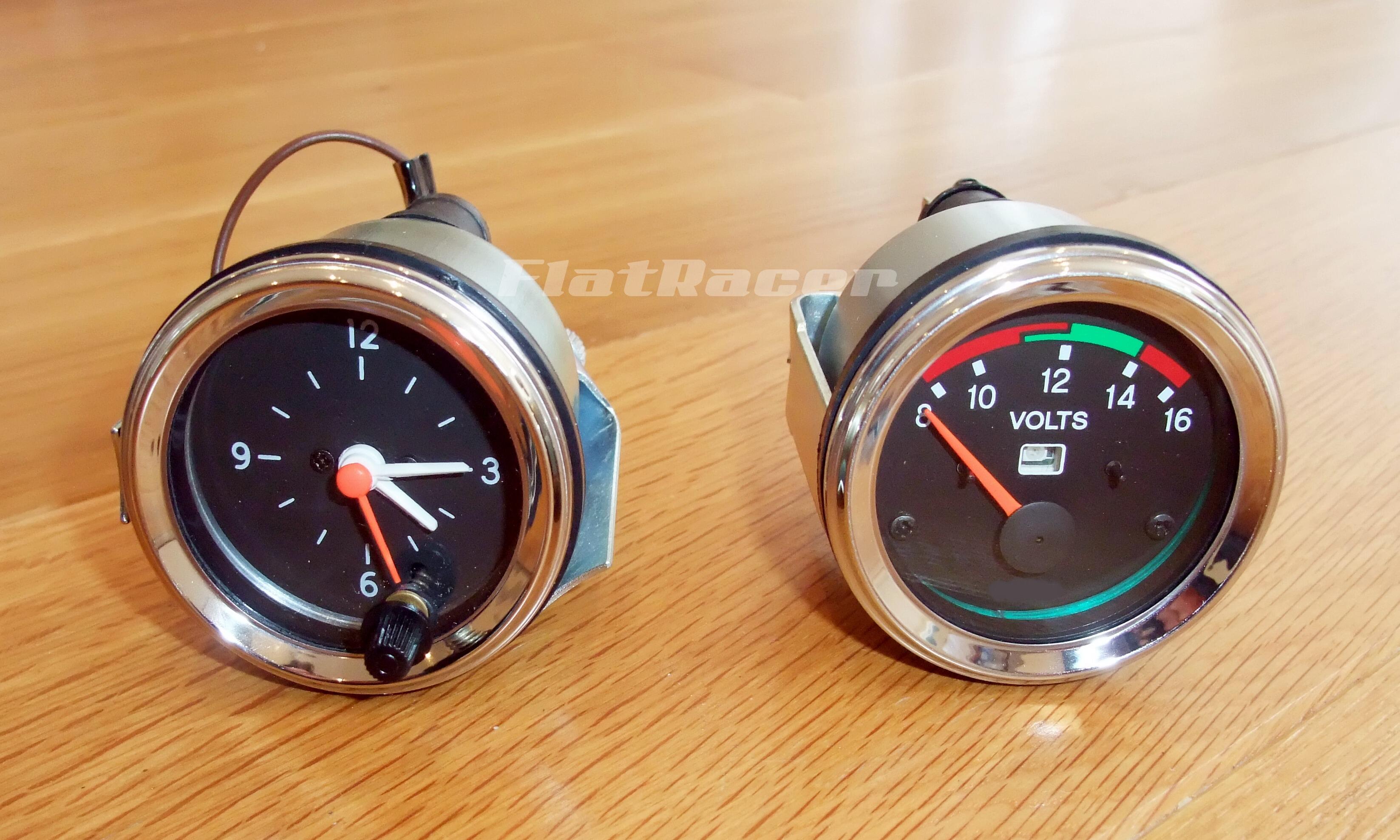FlatRacer BMW R90S, R100 RS / RT & S/CS clock & voltmeter alternative set - CHROME bezel