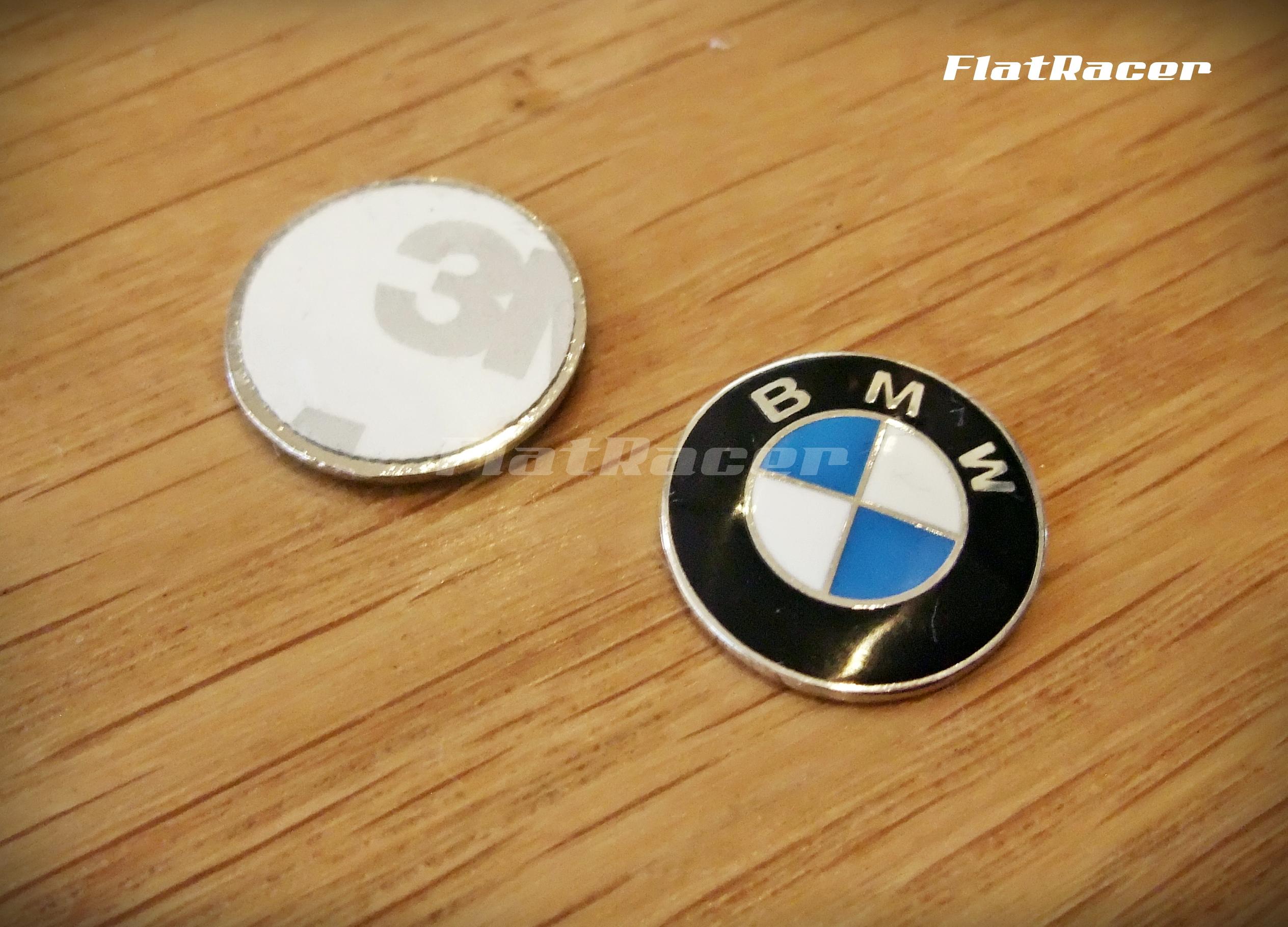 FlatRacer BMW 16mm enamel badges with 3M adhesive backs