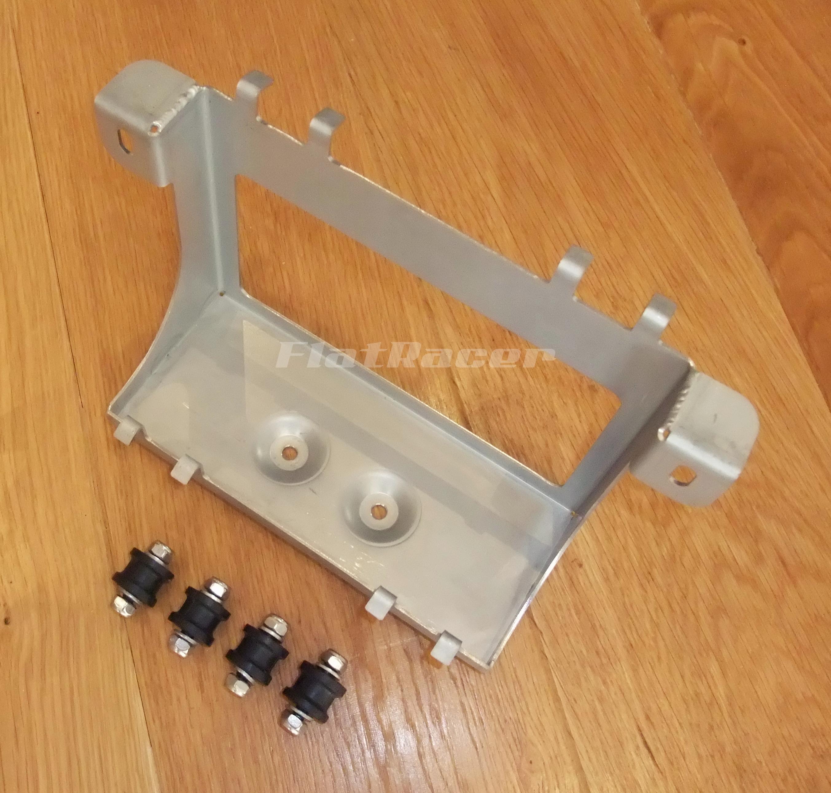 FlatRacer BMW Monolever (post 1985) stainless steel battery tray - with 4 x M6 rubber mounting rubber bobbins