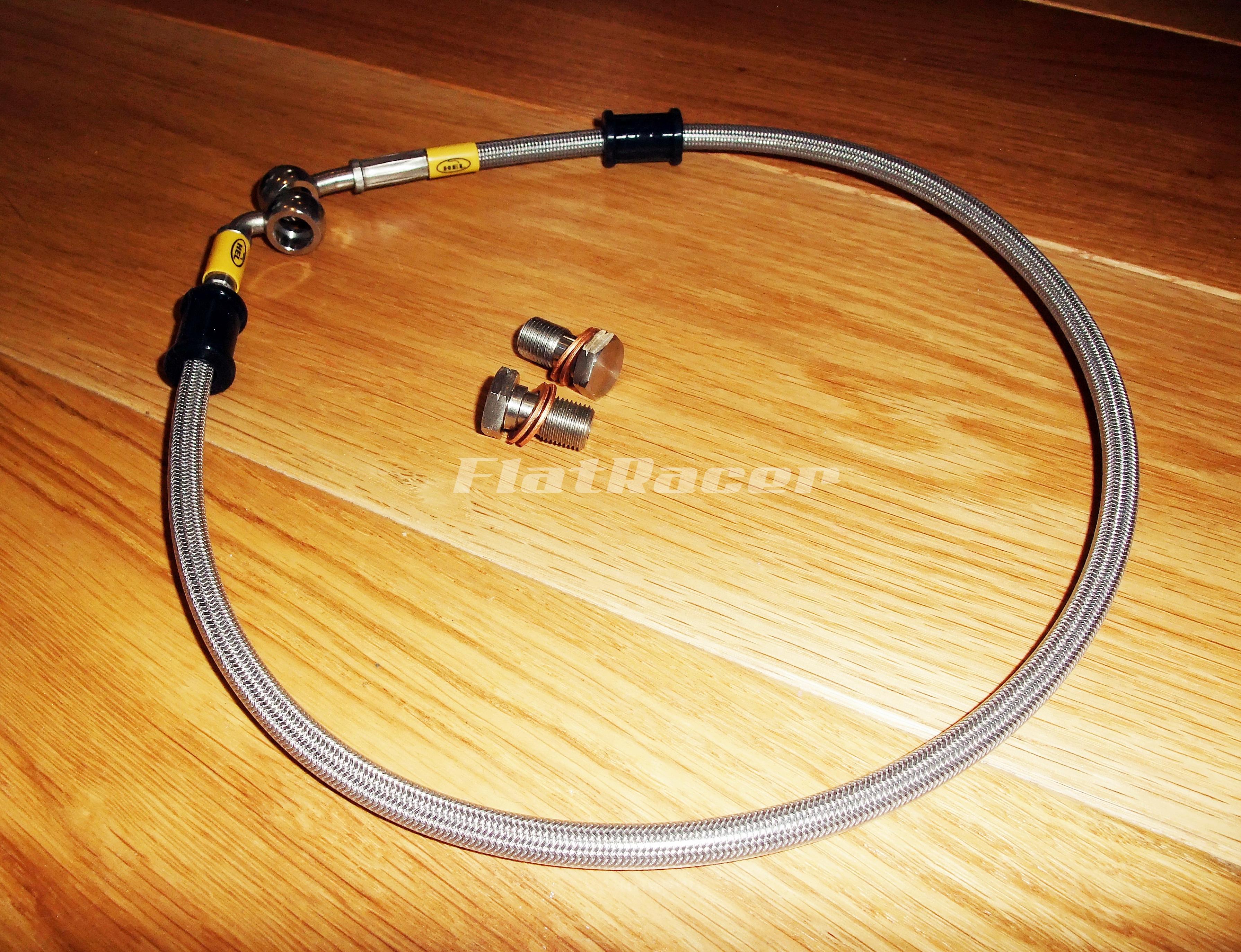 BMW Airhead Boxer s/s braided brake hose - REAR brake disc (LONG)