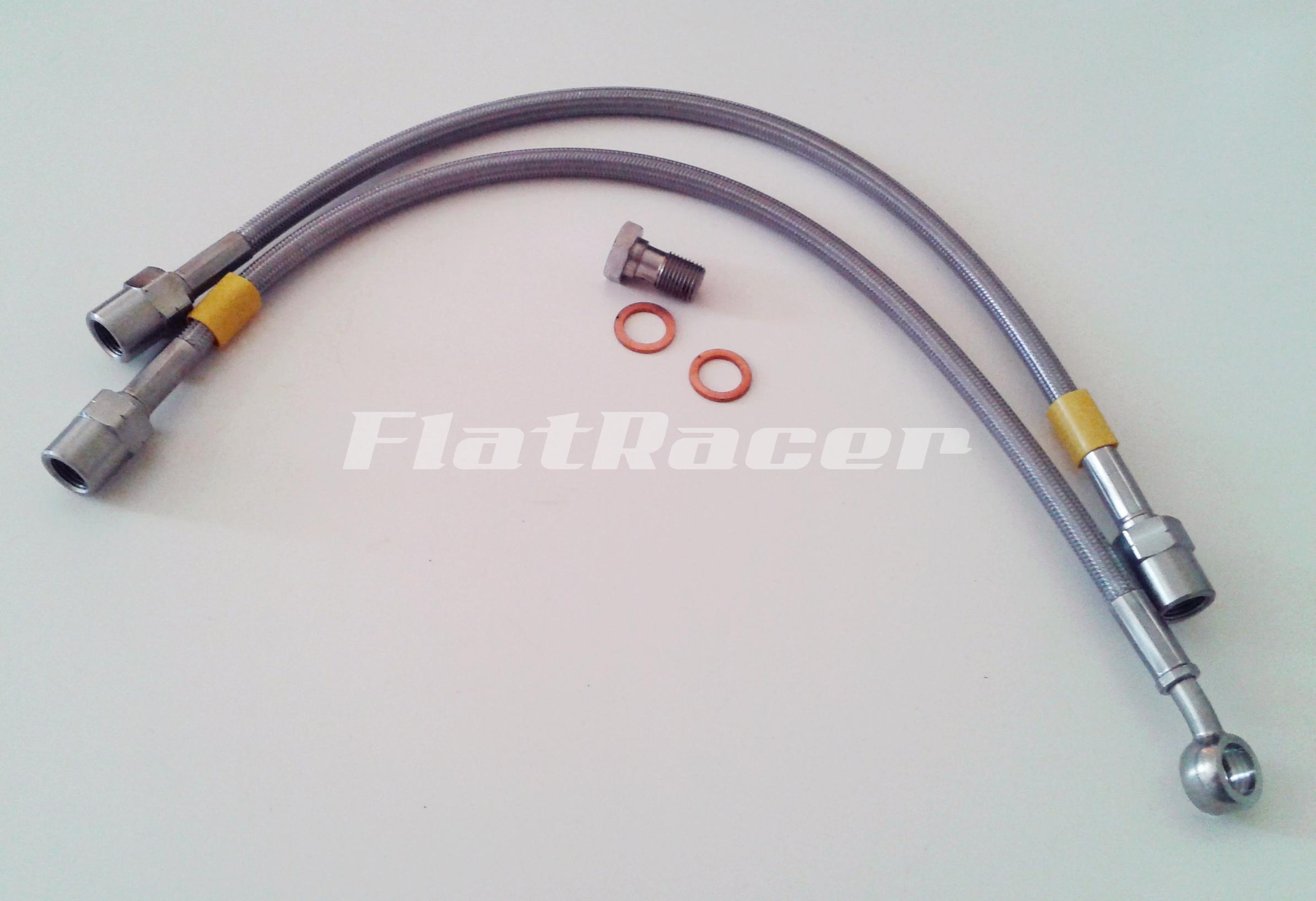 BMW Airhead Boxer Monolever (1985 on) s/s braided brake hose - FRONT - 2 lines