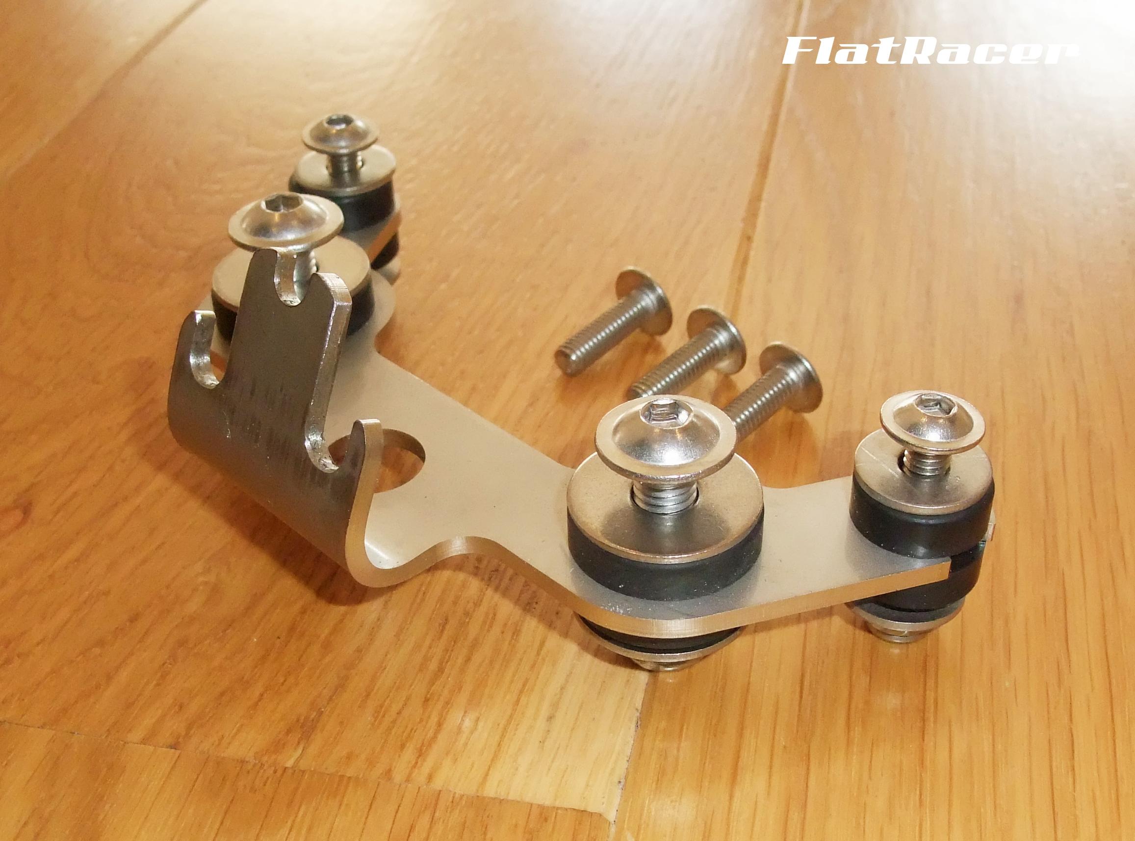 FlatRacer BMW Airhead Boxer stainless steel ultra-low instrument cluster bracket - with fittings