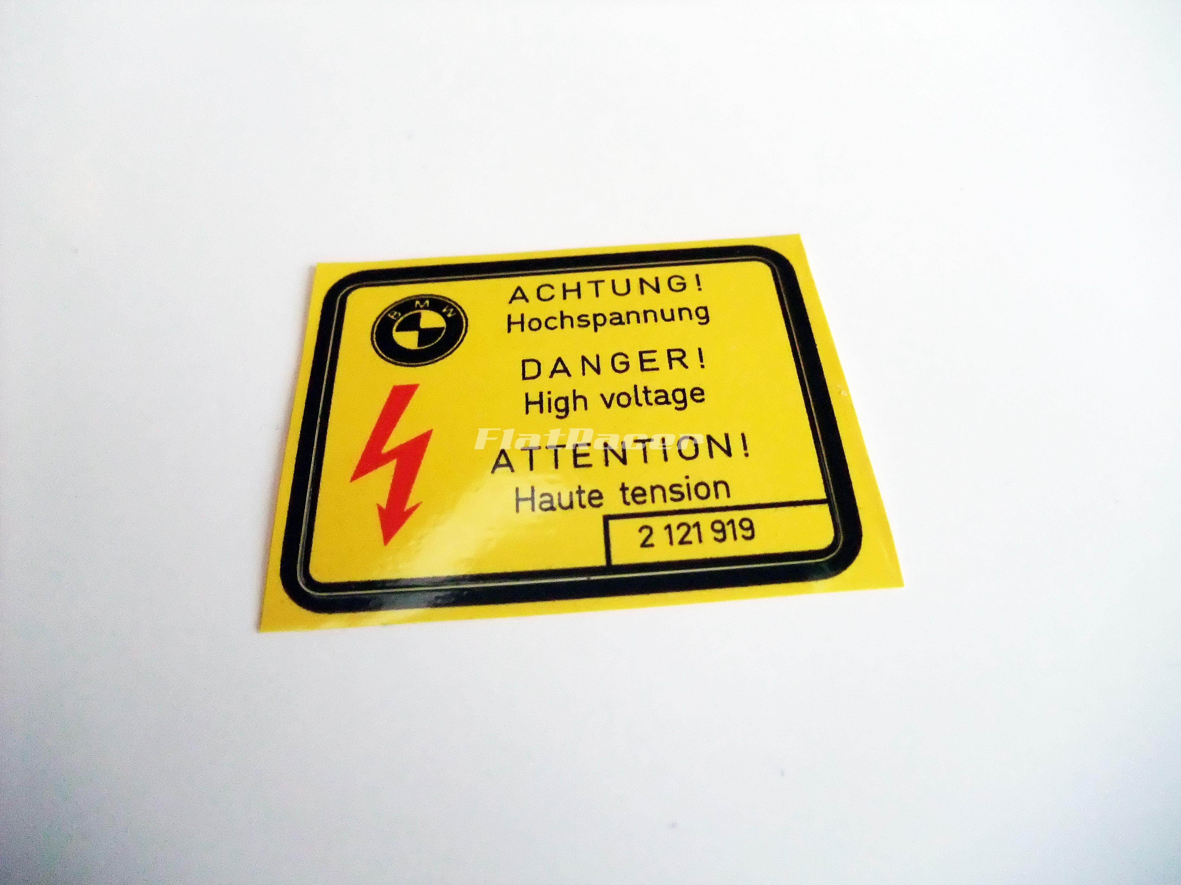 BMW Danger! High voltage yellow sticker - 2 121 919
