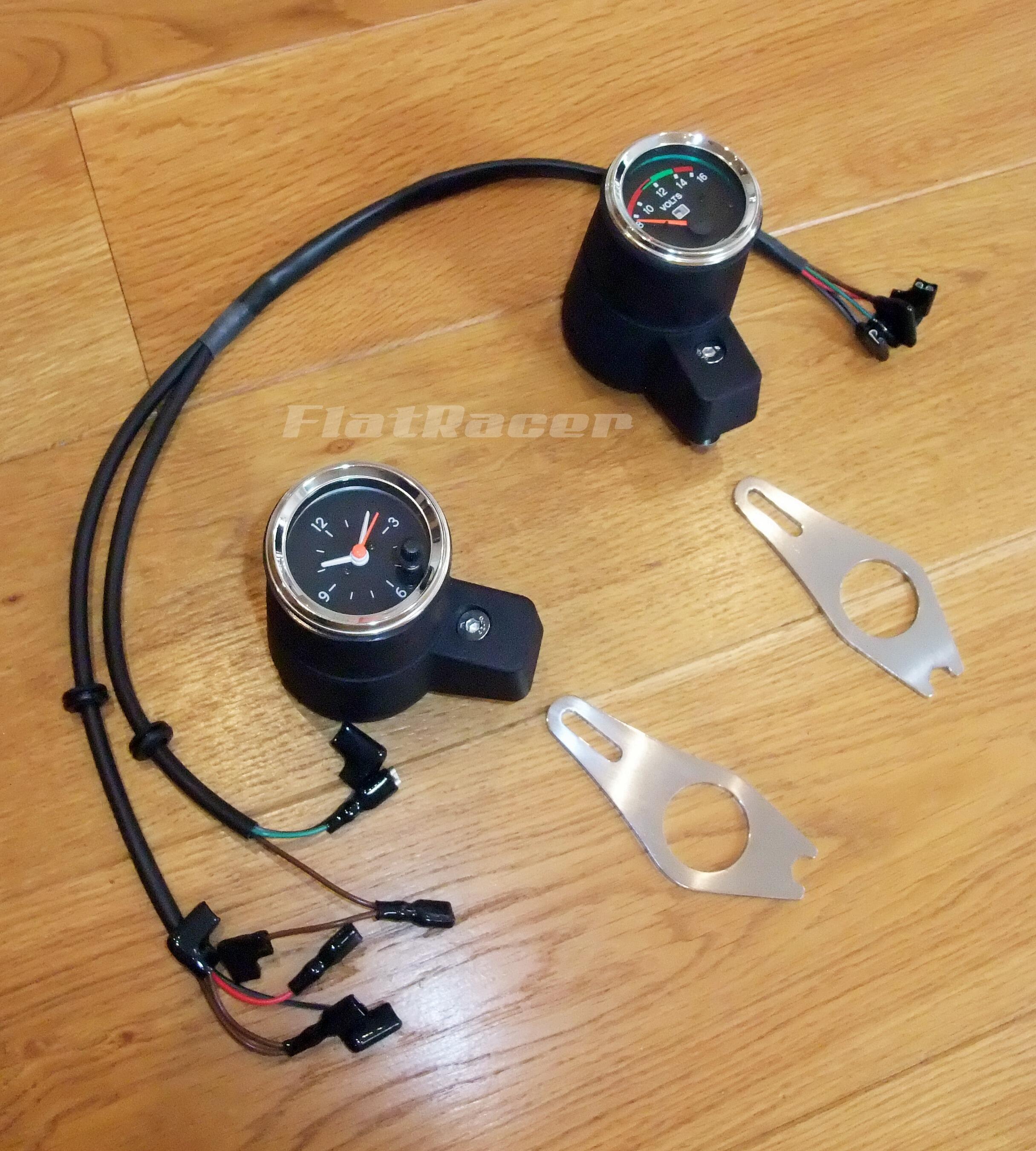 FlatRacer BMW Alternative Clock + Voltmeter (Chrome) Pod Kit - Replaces BMW 62131243642 + 62131357868 + 61121357697 + 61121357703 + 31421240651