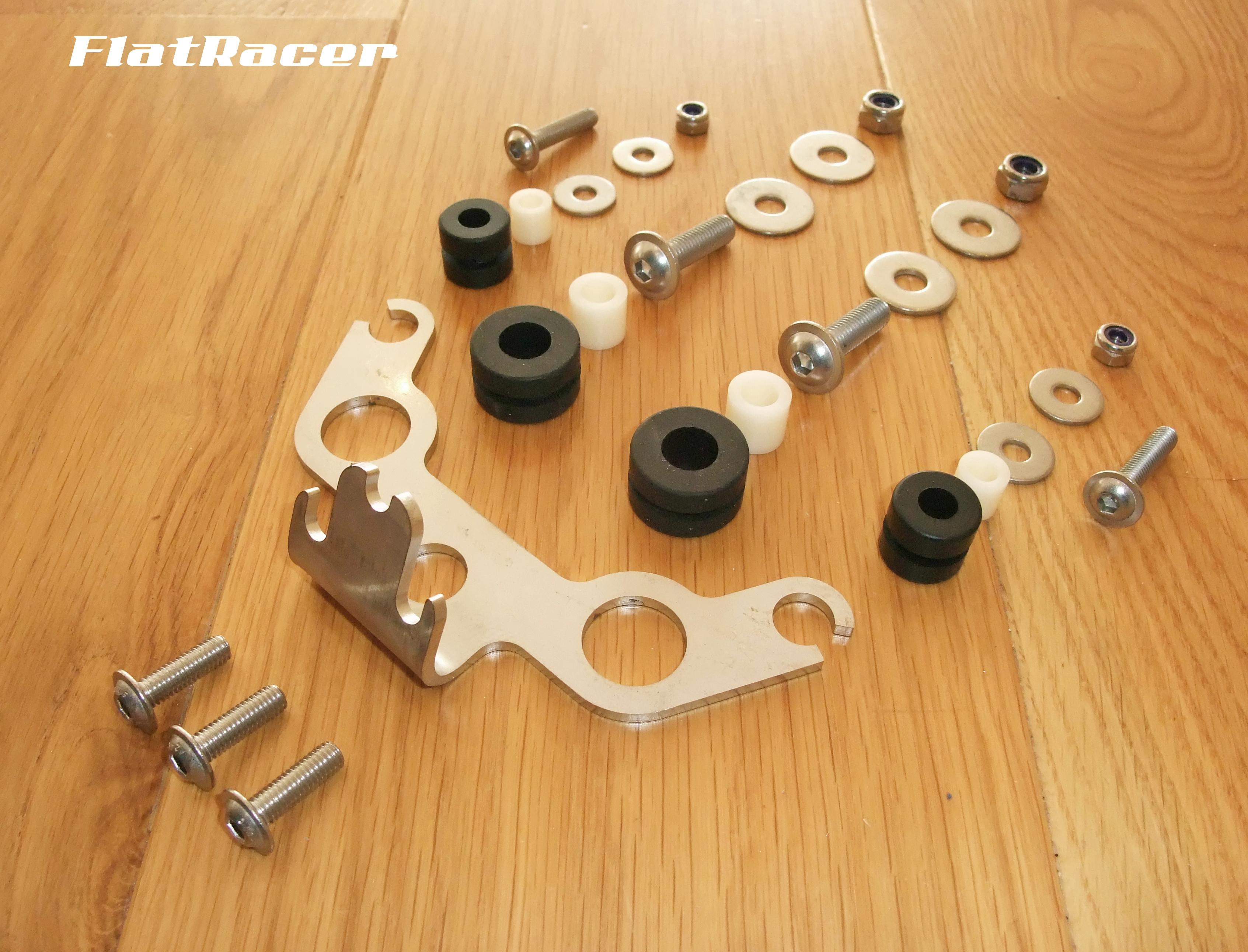 FlatRacer BMW Airhead Boxer stainless steel ultra-low instrument cluster bracket - with fittings