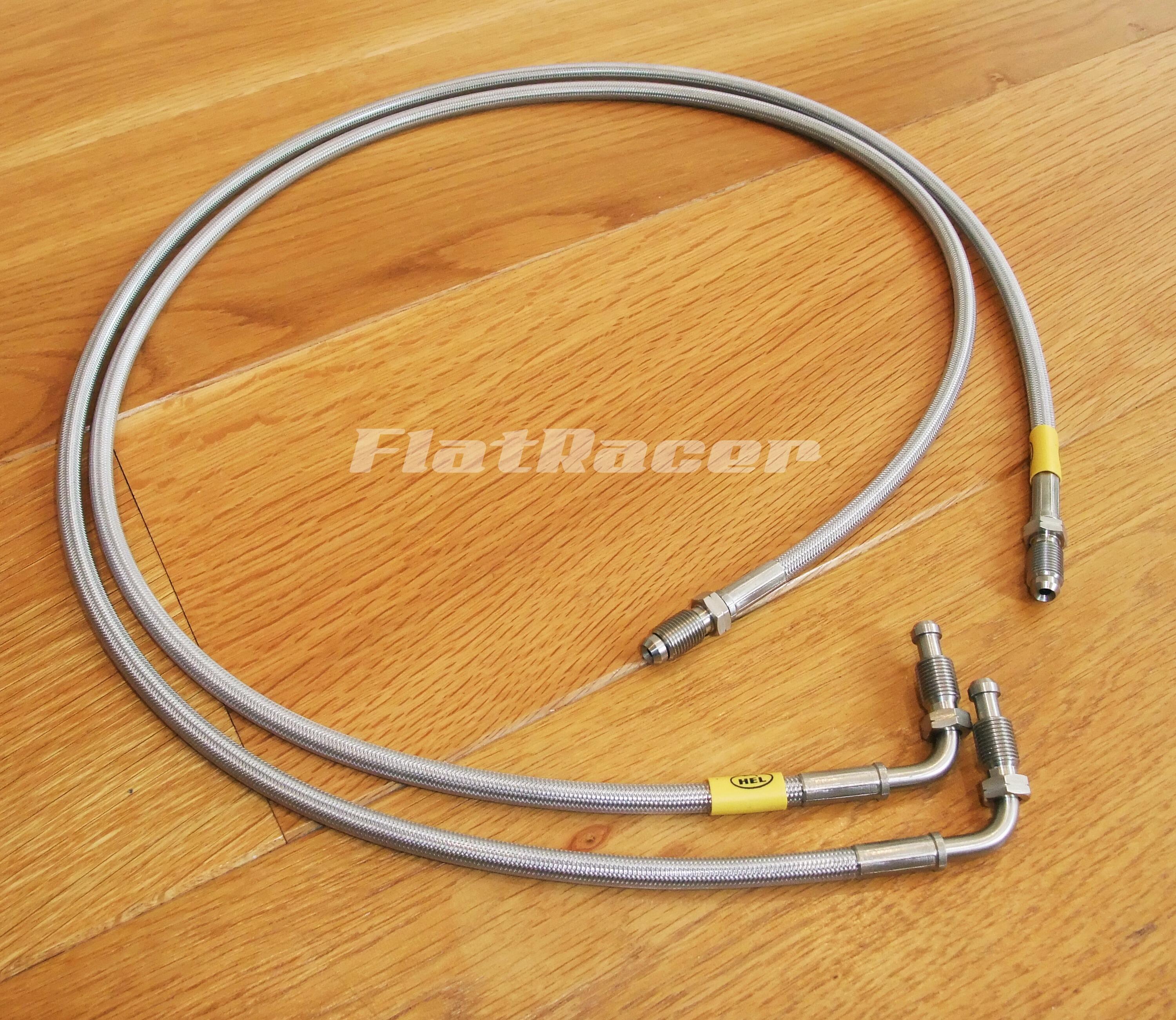 BMW Airhead Boxer /6 & early /7  s/s braided brake hose - FRONT - 2 line (LONG)