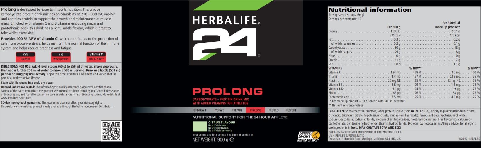 Nutritional Information Herbalife Prolong