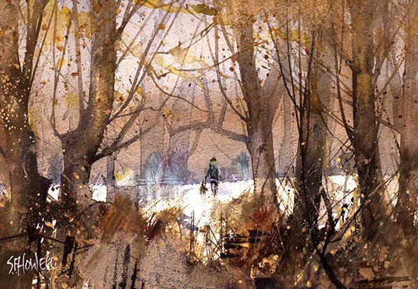A Winter's Walk by Sue Howells - original painting