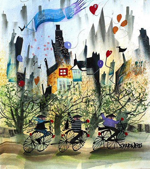The Cycling Club by Sue Howells - Original Painting