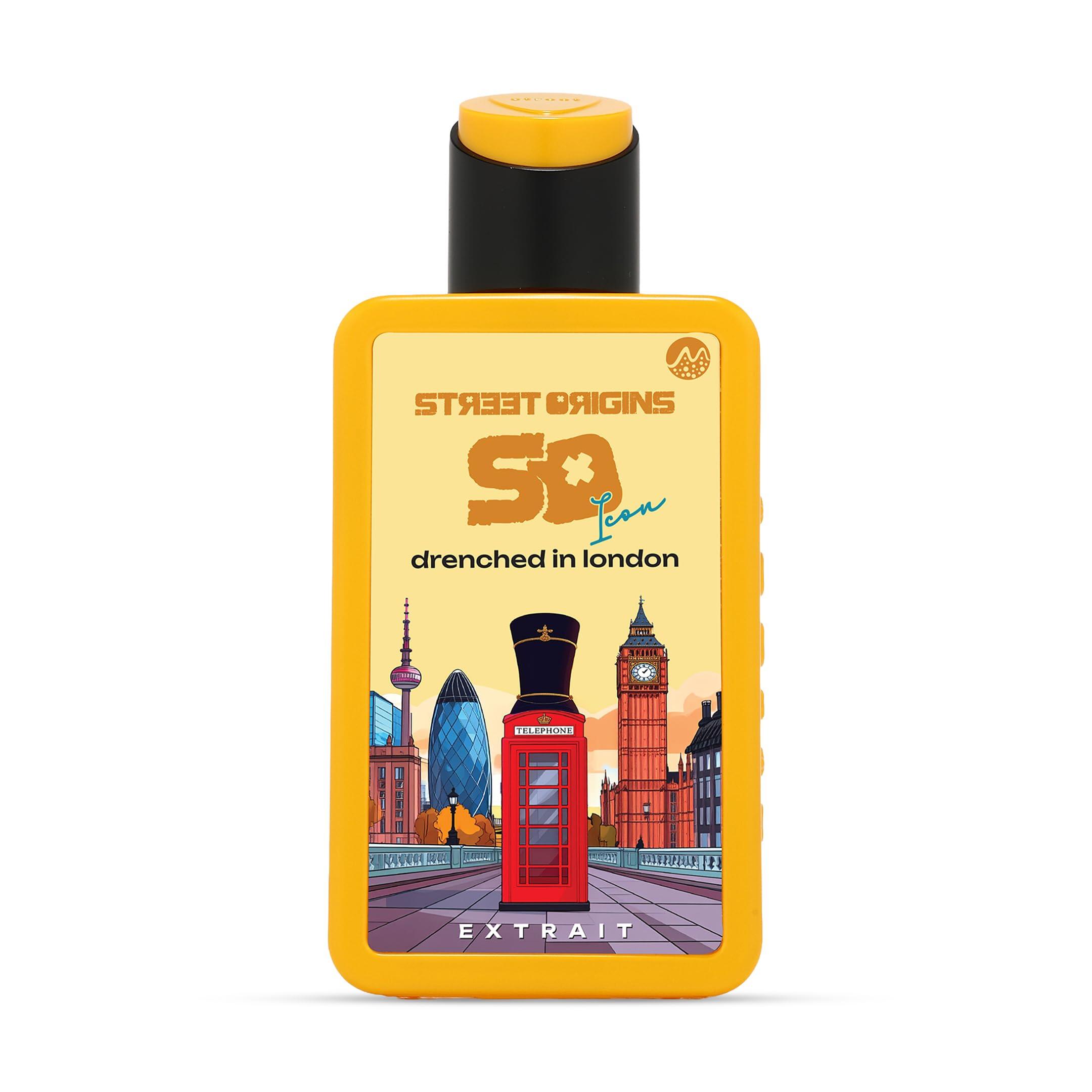 Street Origins Drenched in London (Mars) Extrait de Parfum for Men ? 75ml Luxury Long-Lasting Cologne ? Lemon, Bergamot, Jasmine, Rose, Moss, Amber, Musk & Sandalwood
