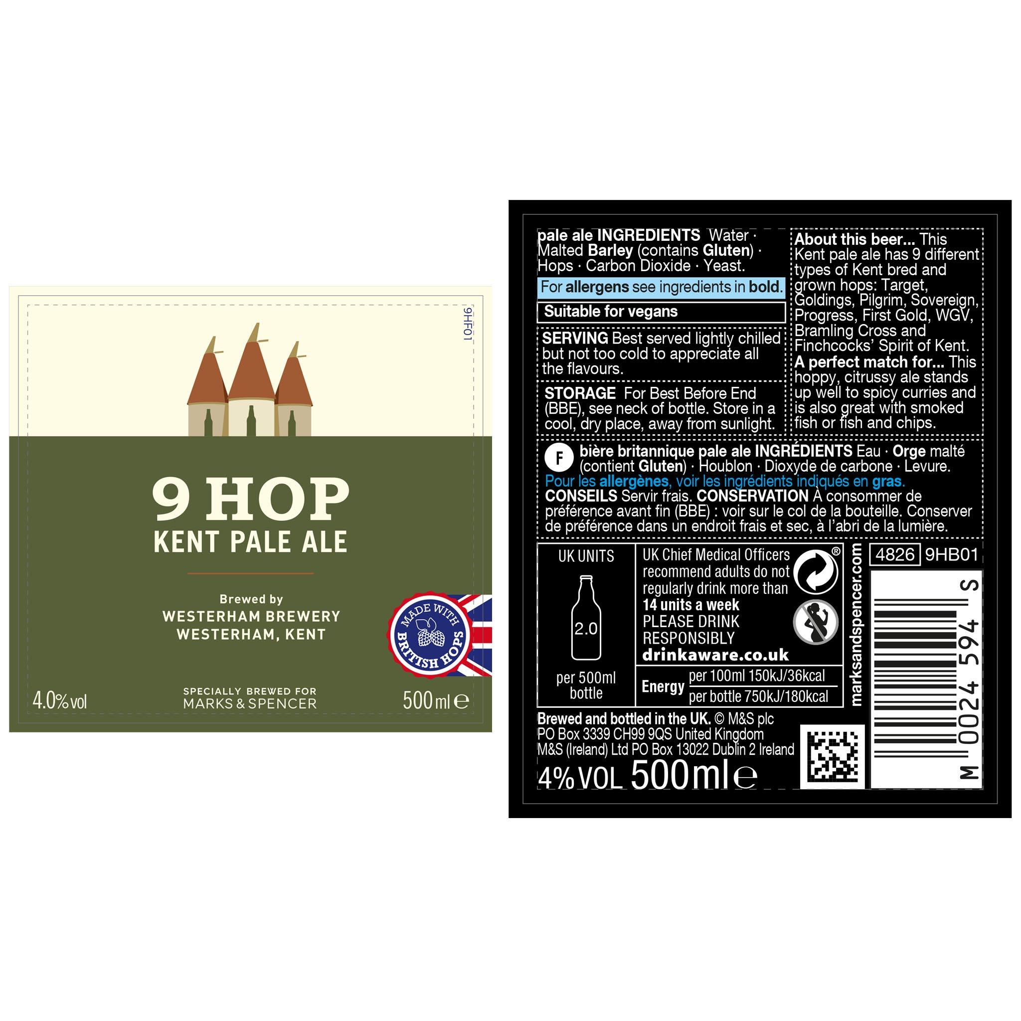 9 Hop Kent Pale Ale 500ml Label