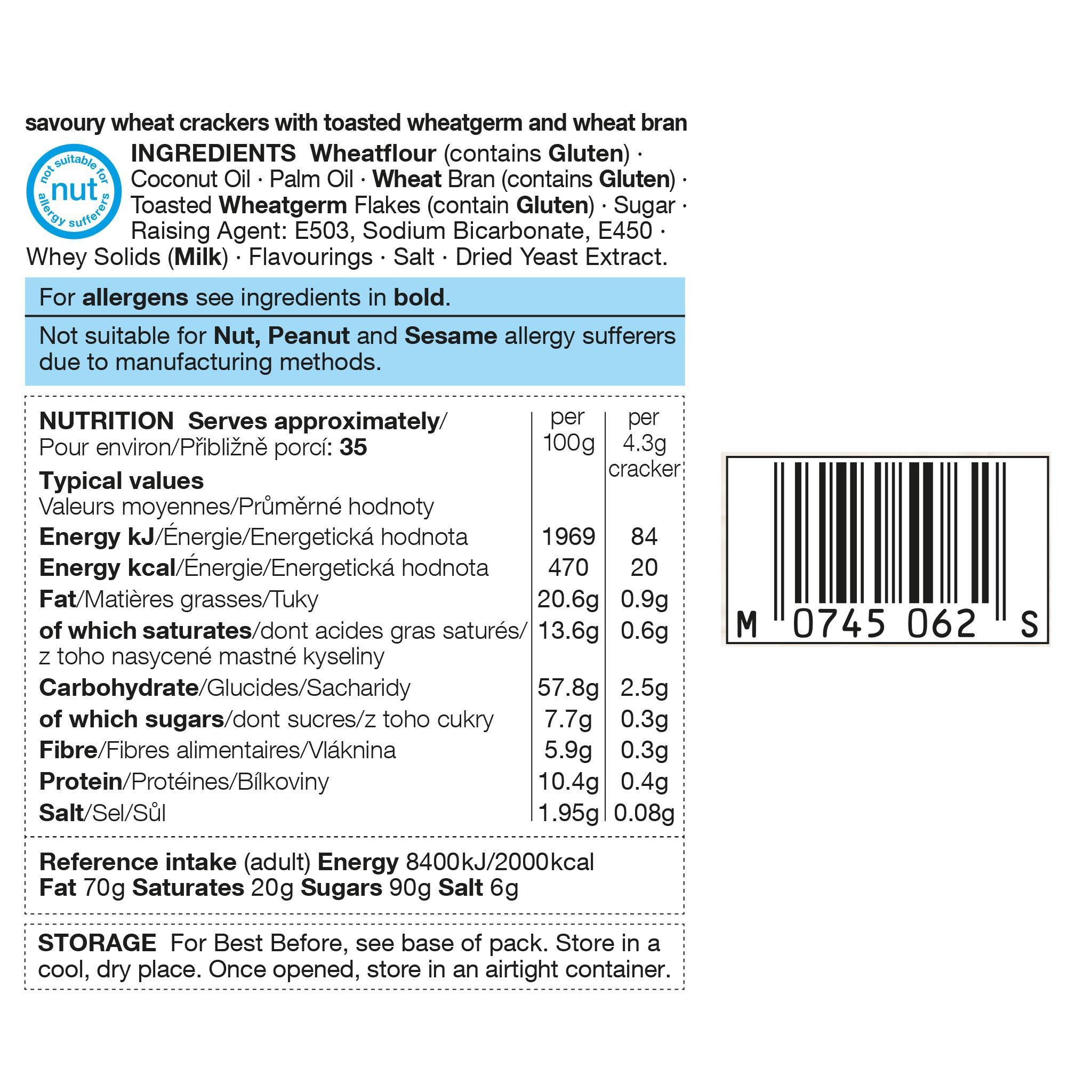 Wheaten Crackers 150g Label