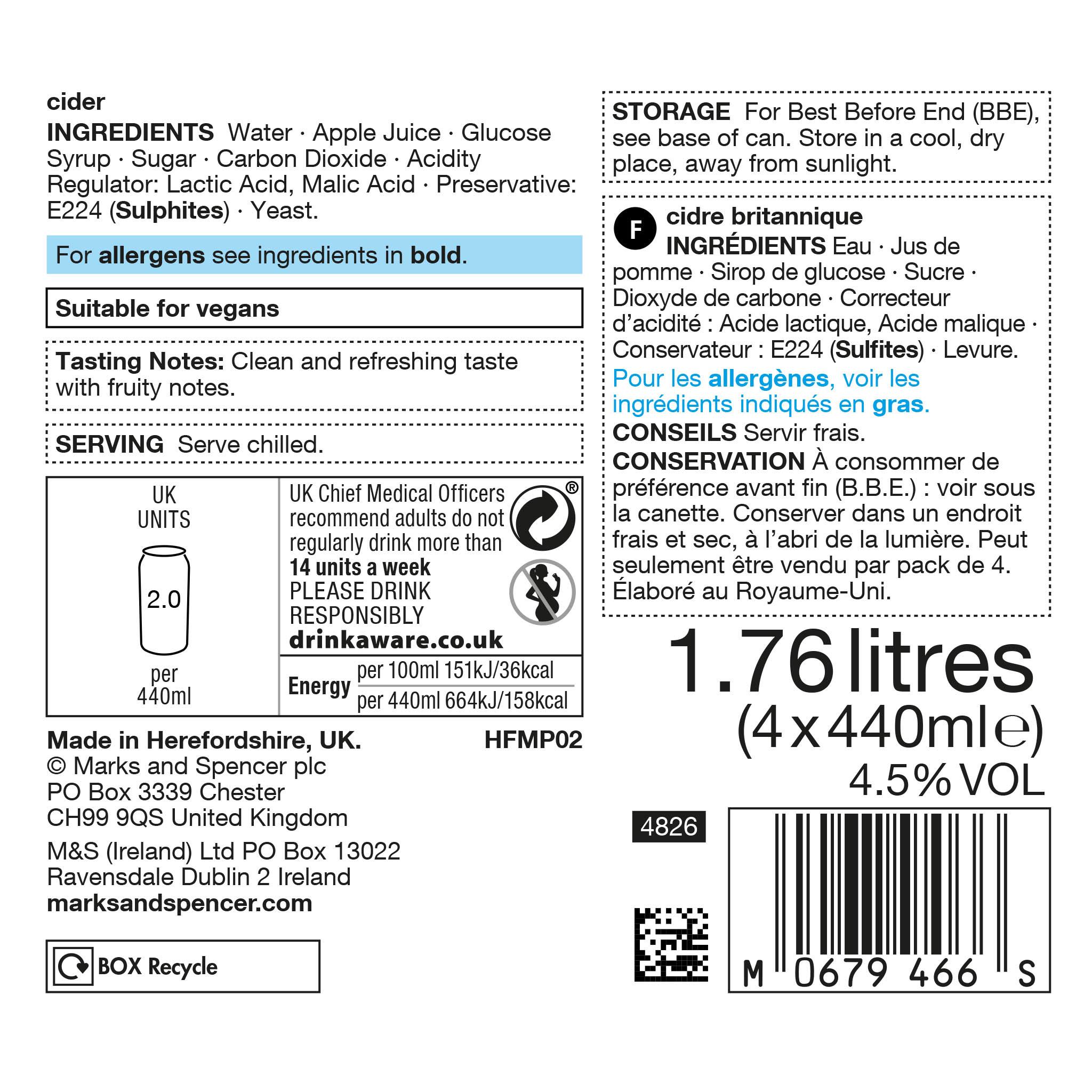 Herefordshire Cider x 4 440ml Label