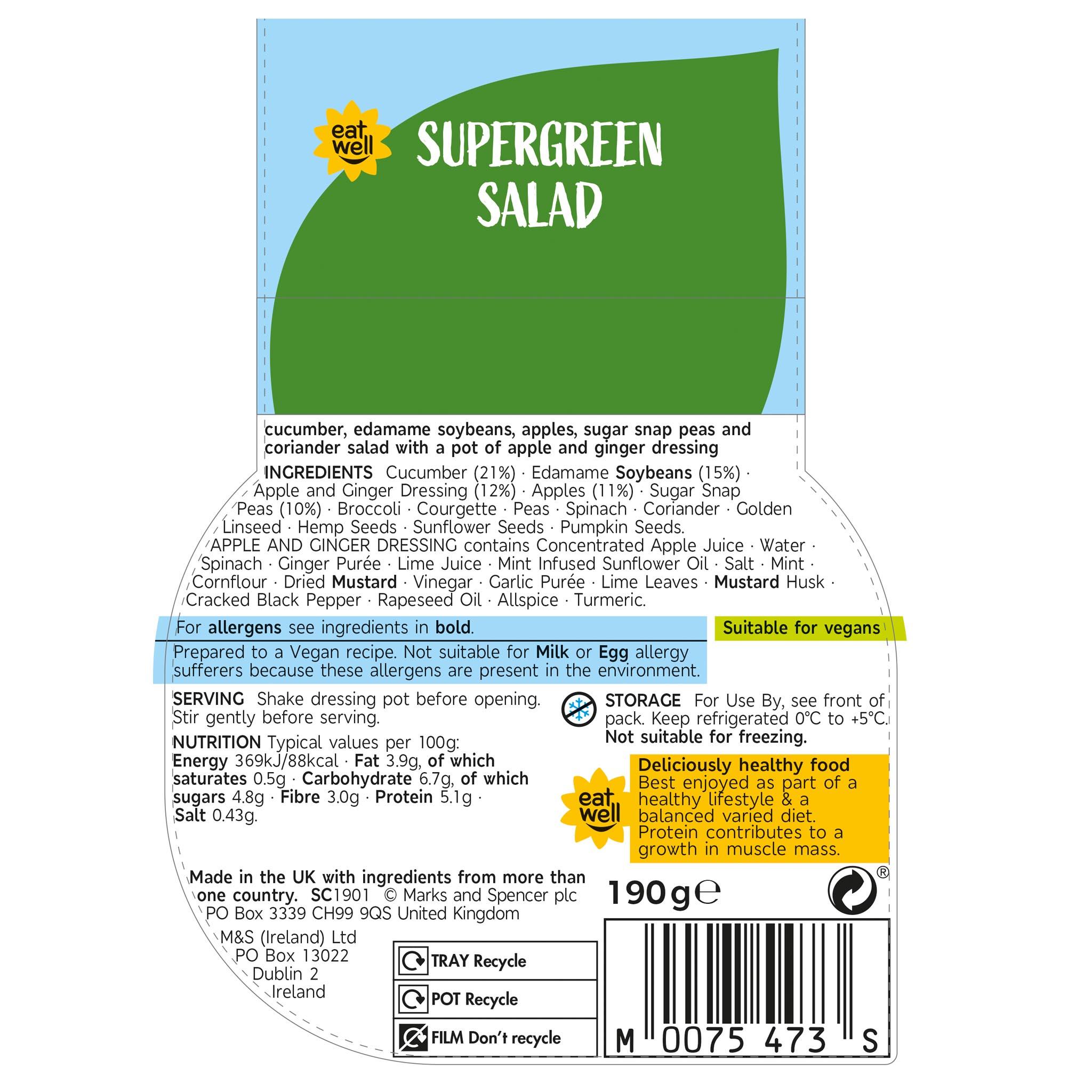 Supergreen Salad 190g Label