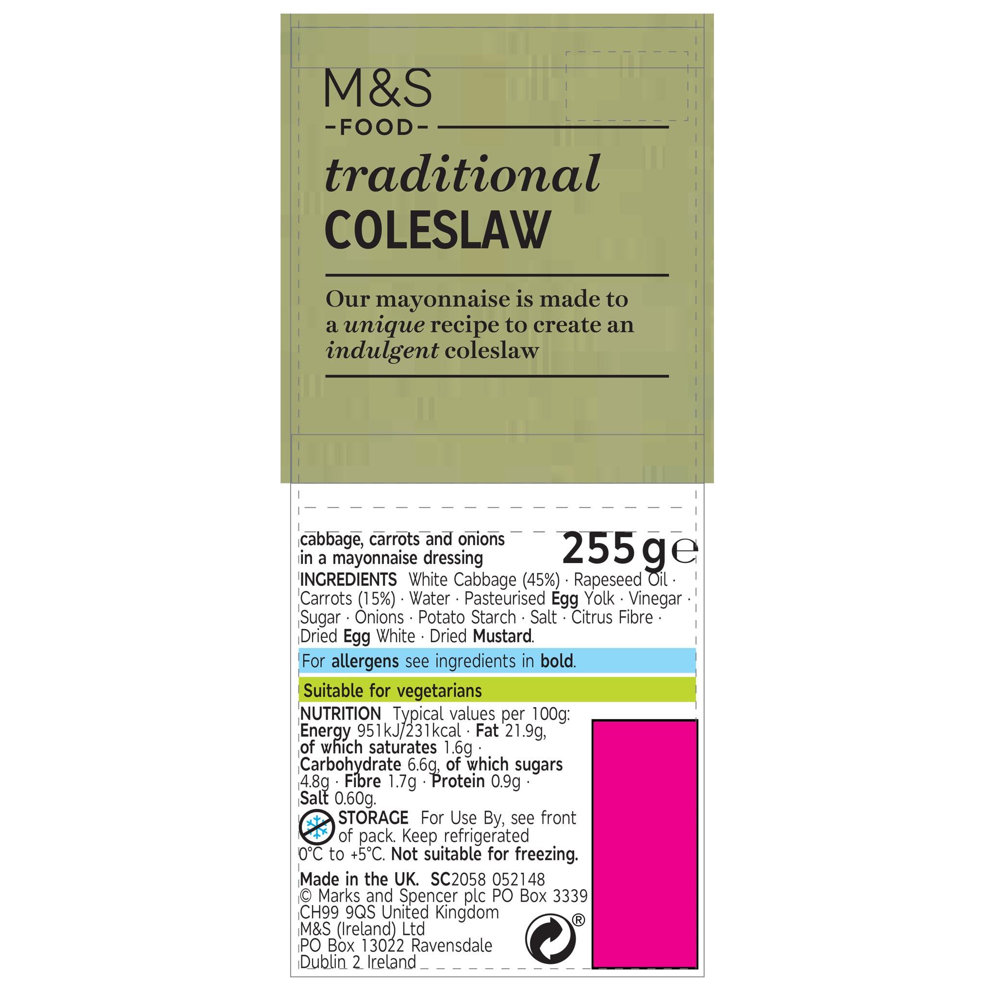 Traditional Coleslaw 255g Label