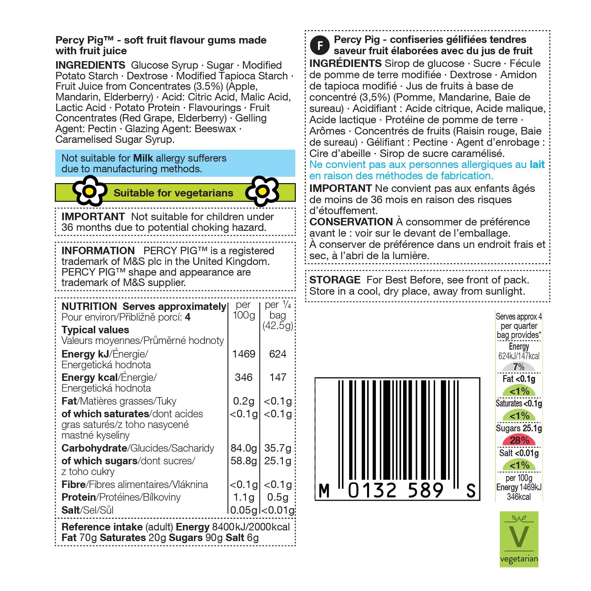 Percy Pigs 170g Label